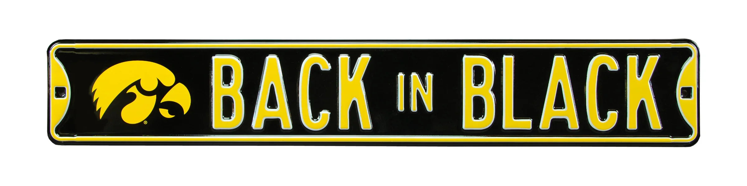 Iowa Hawkeyes Steel Street Sign with Logo-BACK IN BLACK
