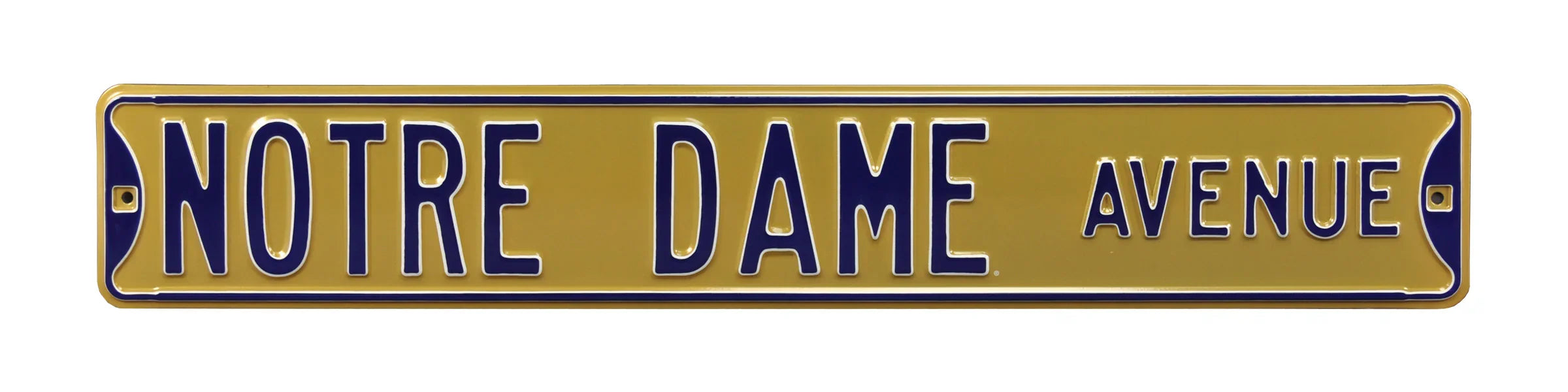 Notre Dame Steel Street Sign-NOTRE DAME AVENUE on Gold