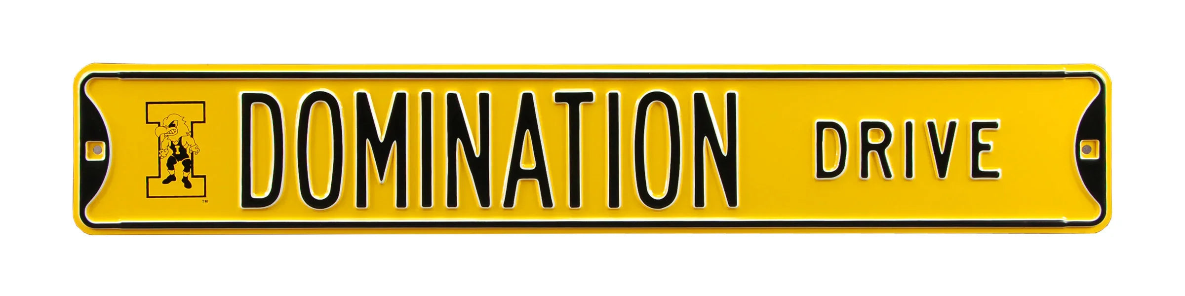 Iowa Hawkeyes Steel Street Sign with Logo-DOMINATION DRIVE