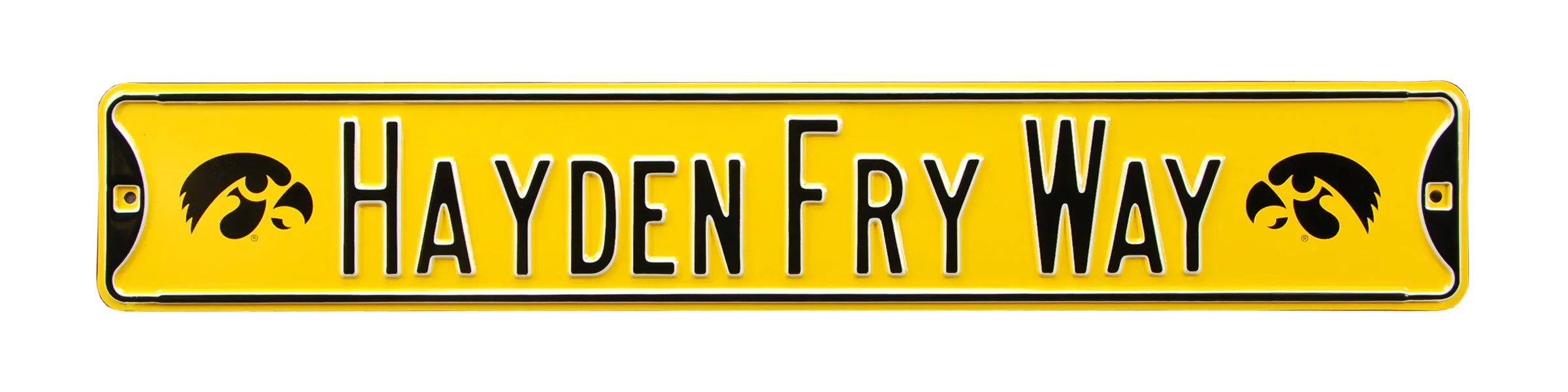 Iowa Hawkeyes Steel Street Sign with Logo-HAYDEN FRY WAY