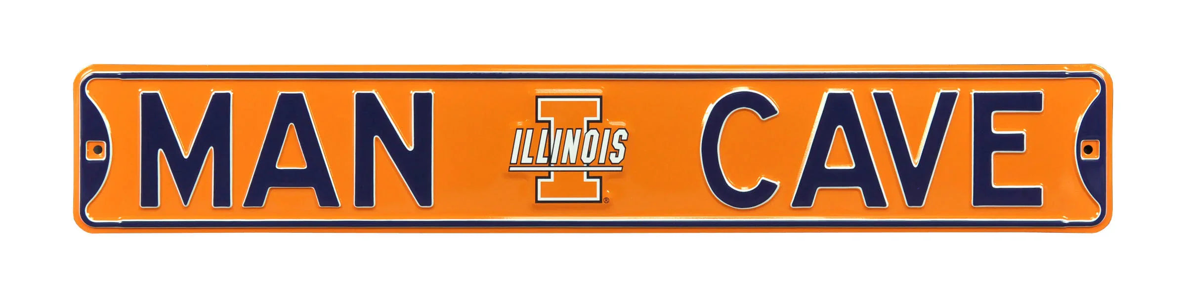 Illinois Fighting Illini Steel Street Sign with Vintage Illinois Logo-MAN CAVE