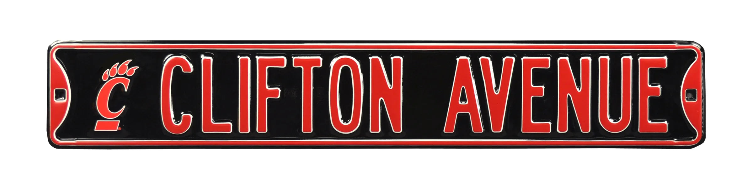 Cincinnati Bearcats Steel Street Sign with Logo-CLIFTON AVE