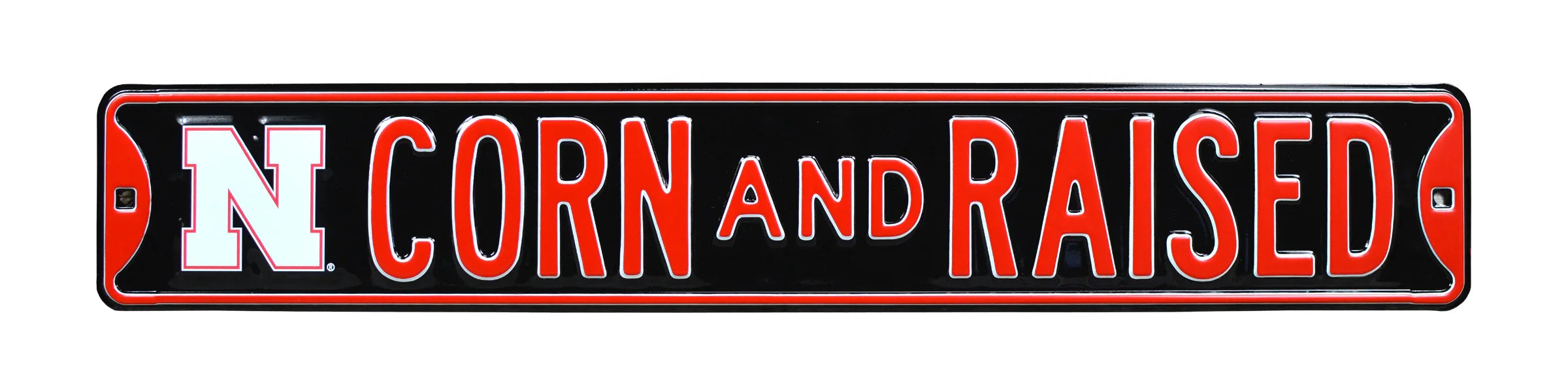 Nebraska Cornhuskers Steel Street Sign with Logo-CORN AND RAISED
