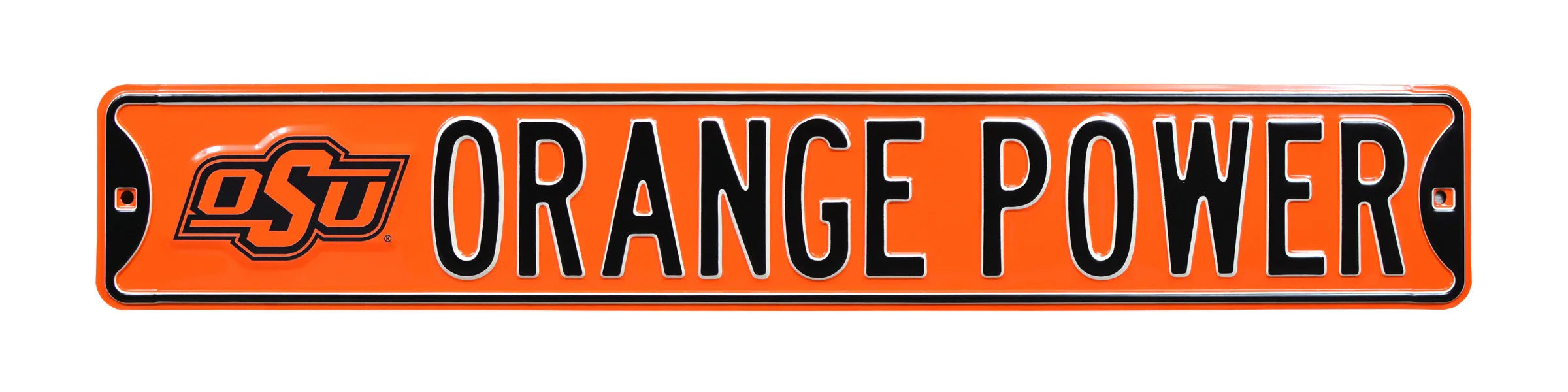 Oklahoma State Cowboys Steel Street Sign with Logo-ORANGE POWER