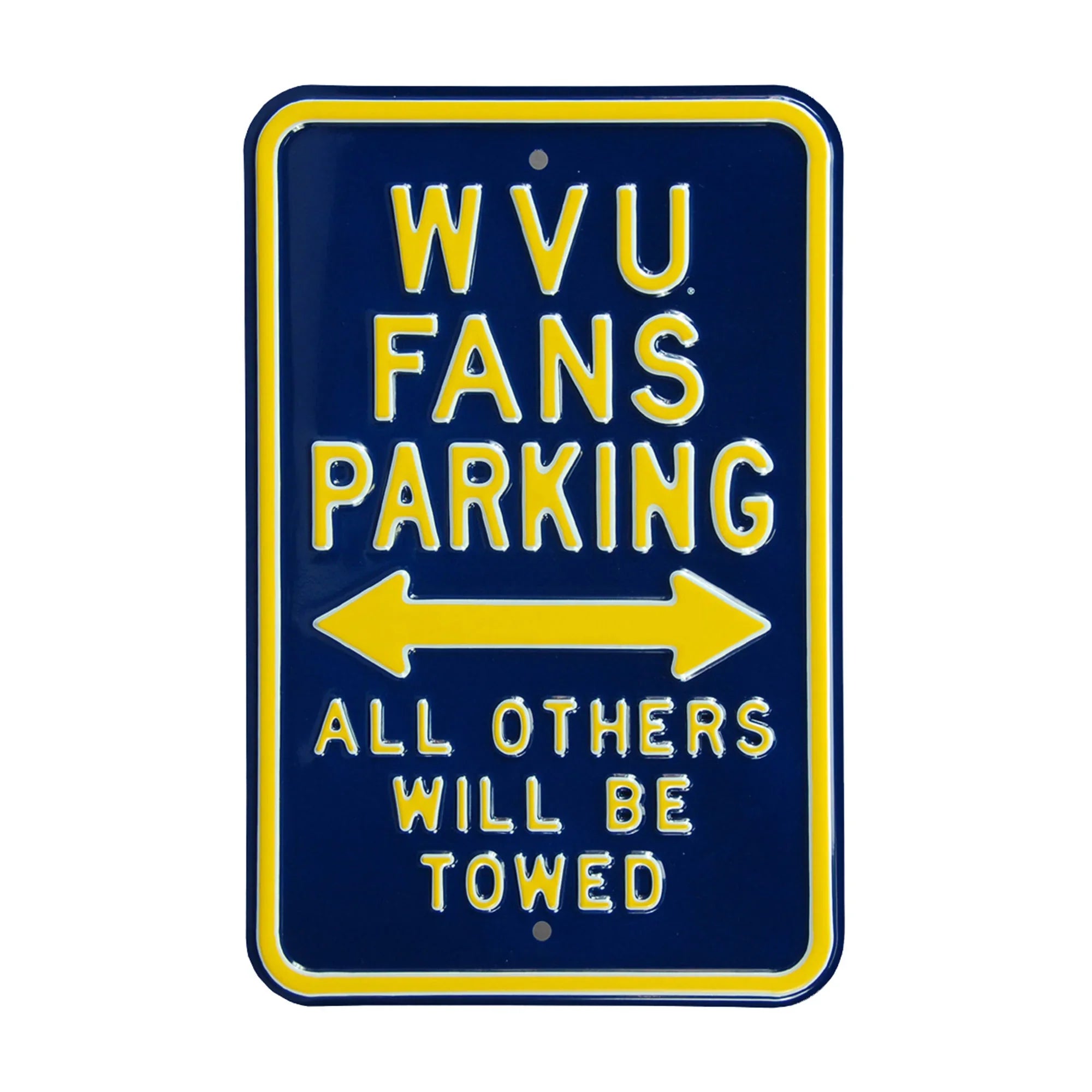 West Virginia Mountaineers Steel Parking Sign-All Others Towed