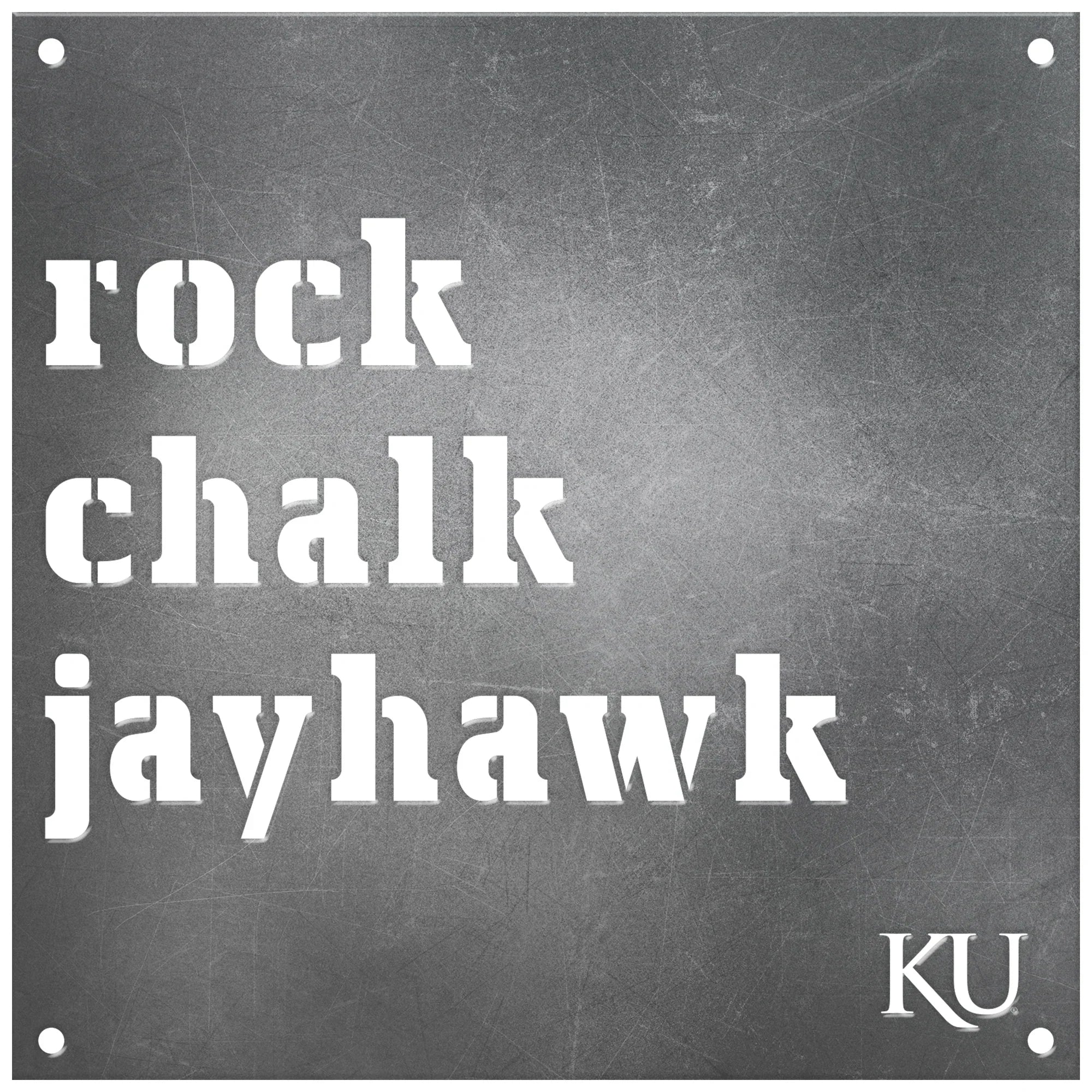 Kansas Jayhawks Laser Cut Raw Steel Sign Spirit Size-ROCK CHALK JAYHAWK