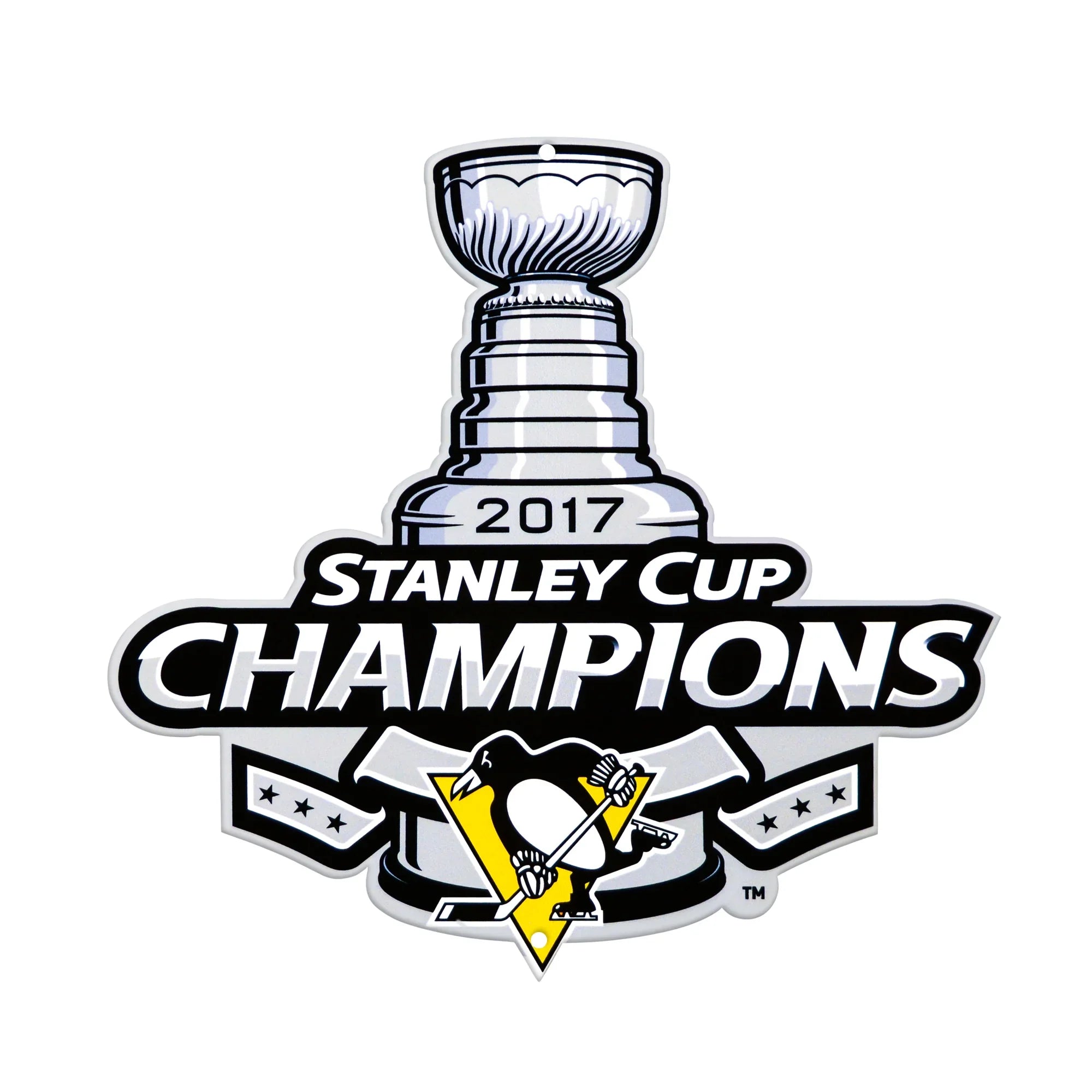 Pittsburgh Penguins Laser Cut Steel Logo Spirit Size-2017 SC Champs