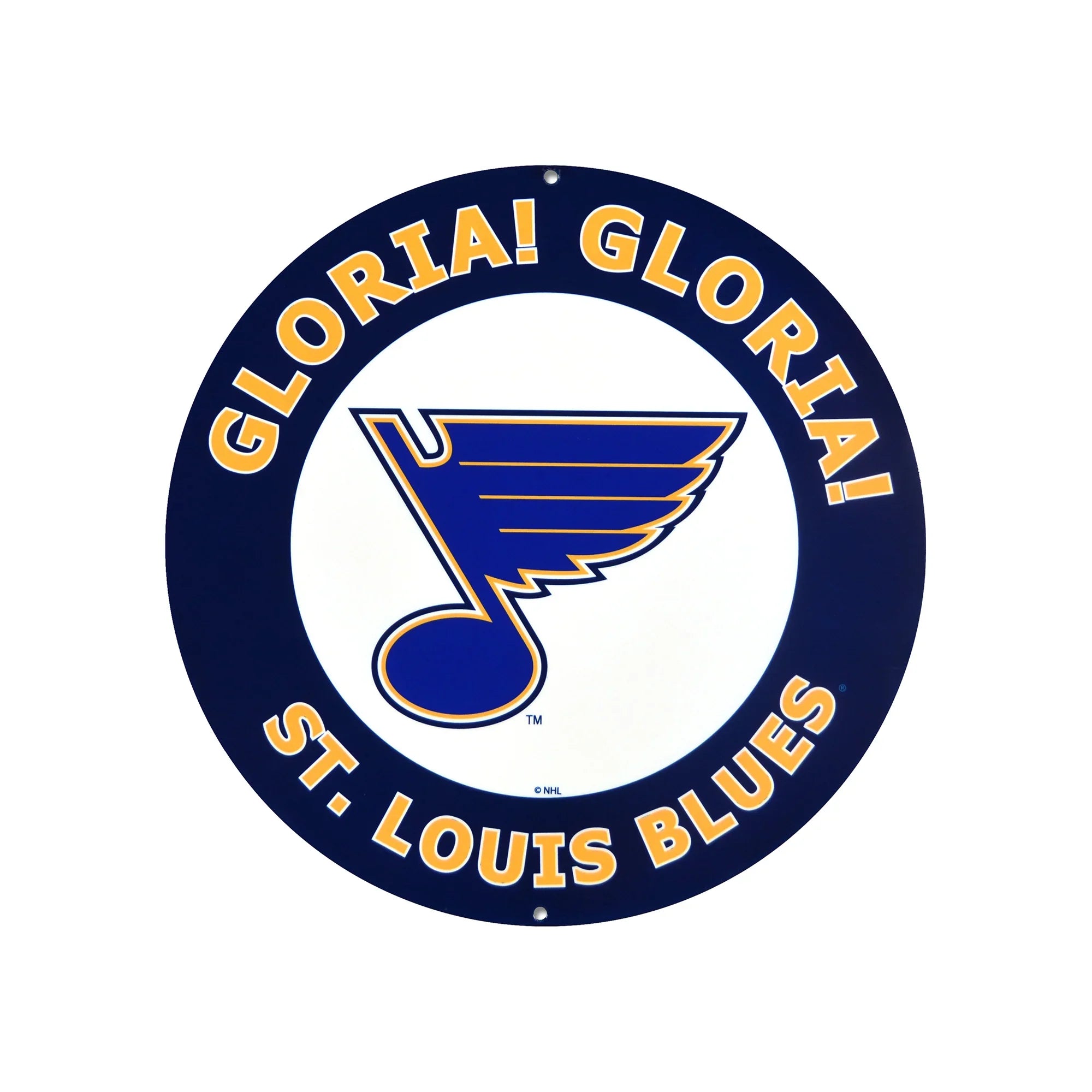 St Louis Blues Laser Cut Steel Logo Spirit Size-Gloria Gloria Circle Logo