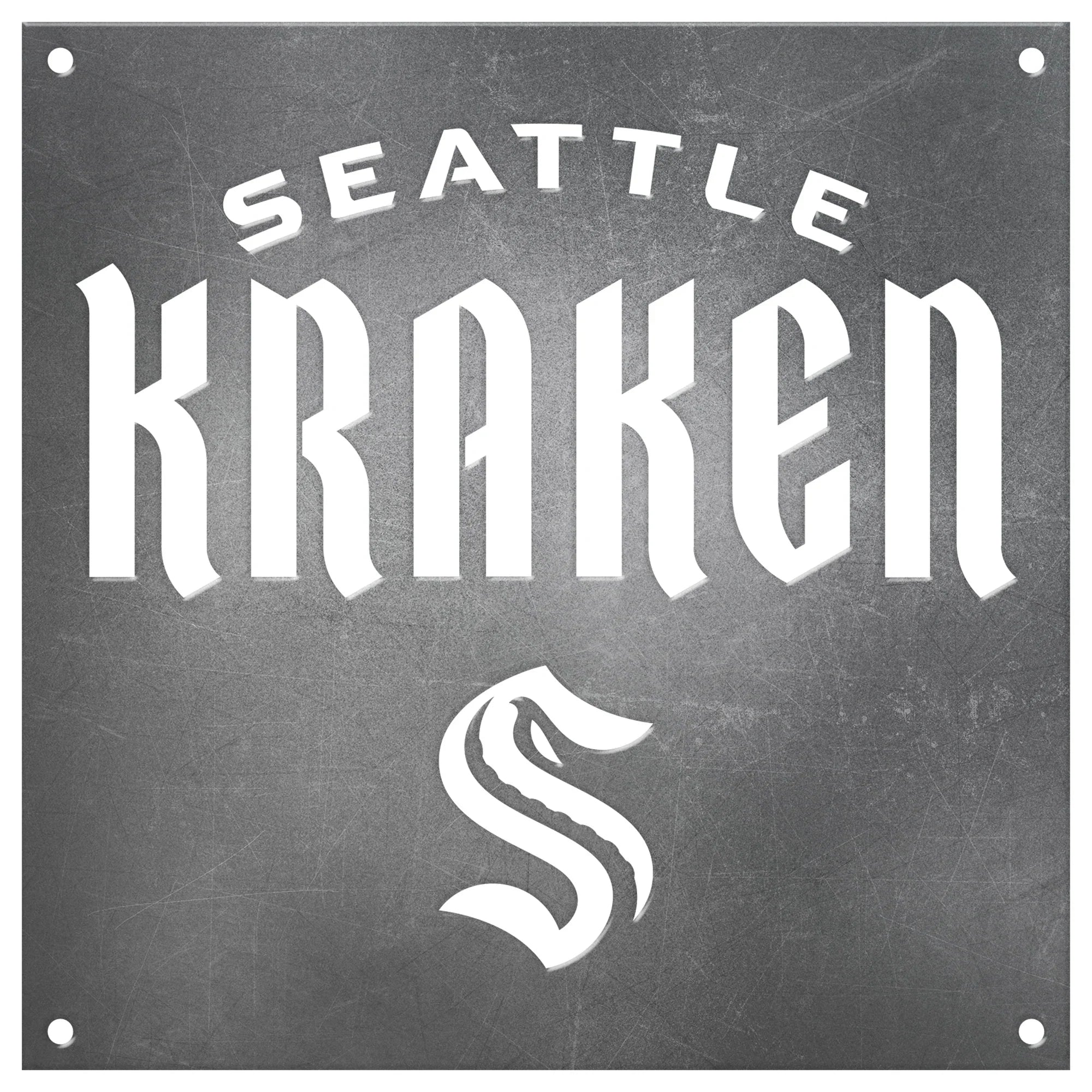 Seattle Kraken Laser Cut Raw Steel Sign Spirit Size-Wordmark Logo