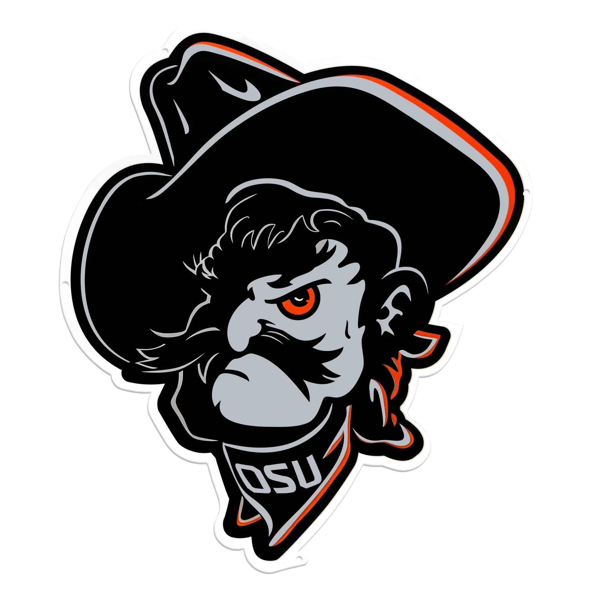 Oklahoma State Cowboys Laser Cut Steel Logo Statement Size-Shadow Pete