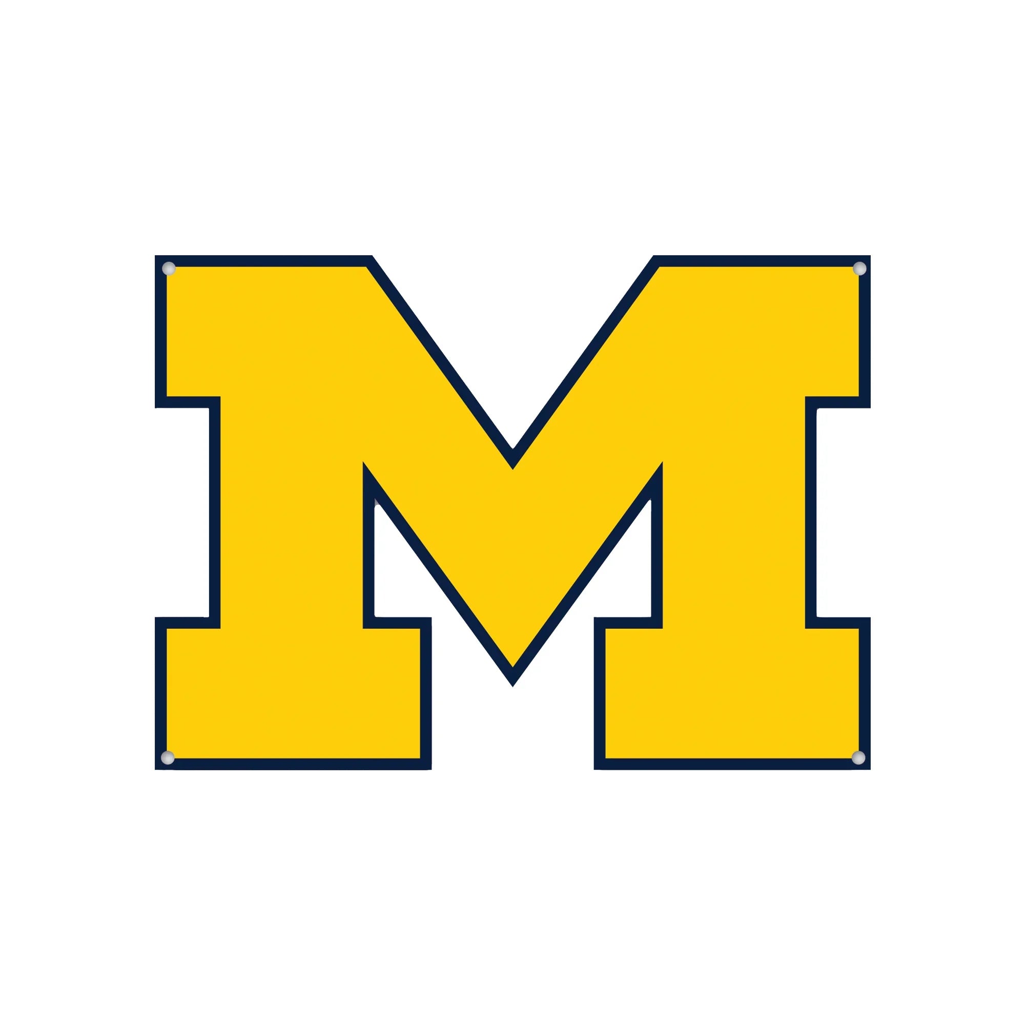Michigan Wolverines Laser Cut Steel Logo Statement Size-Primary Logo Yellow