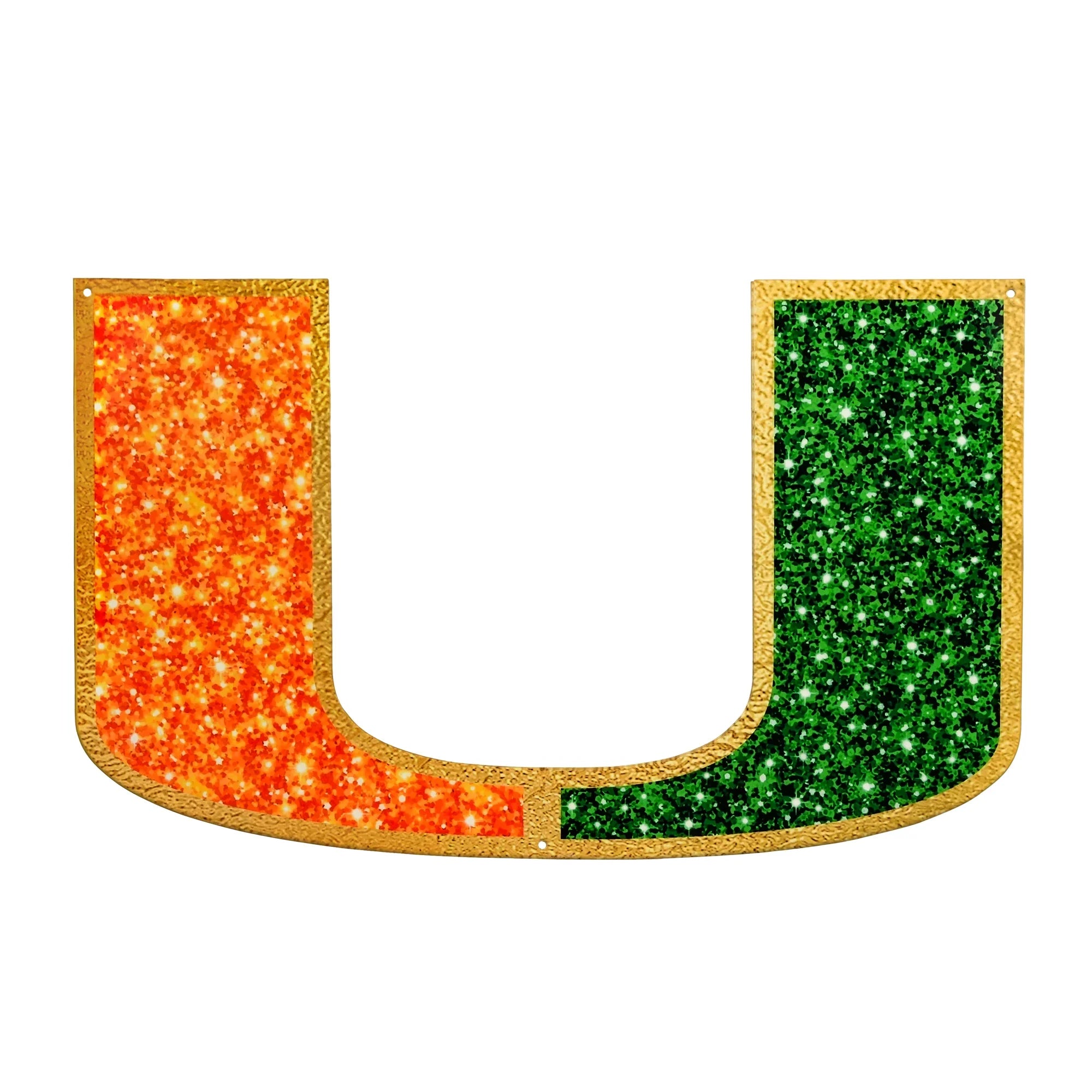 Miami Hurricanes Laser Cut Steel Logo Statement Size-Primary Logo Glitter