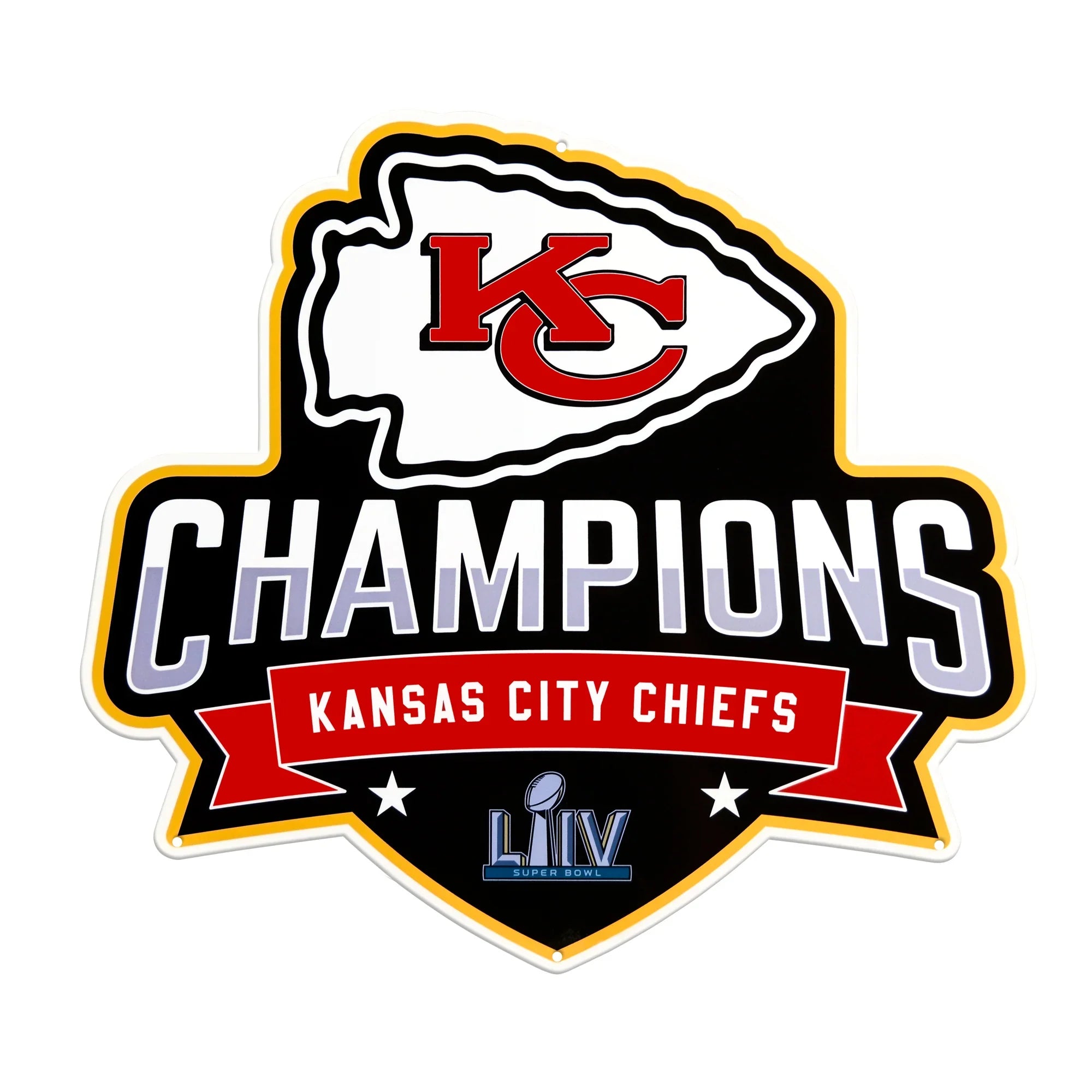 Kansas City Chiefs Laser Cut Steel Logo Statement Size-SB50 Champions