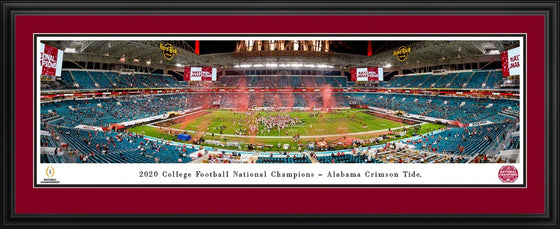 Alabama Crimson Tide 2020-2021 NCAA Football National Champions Double Mat Panorama 13.5" x 40" Photo Print 