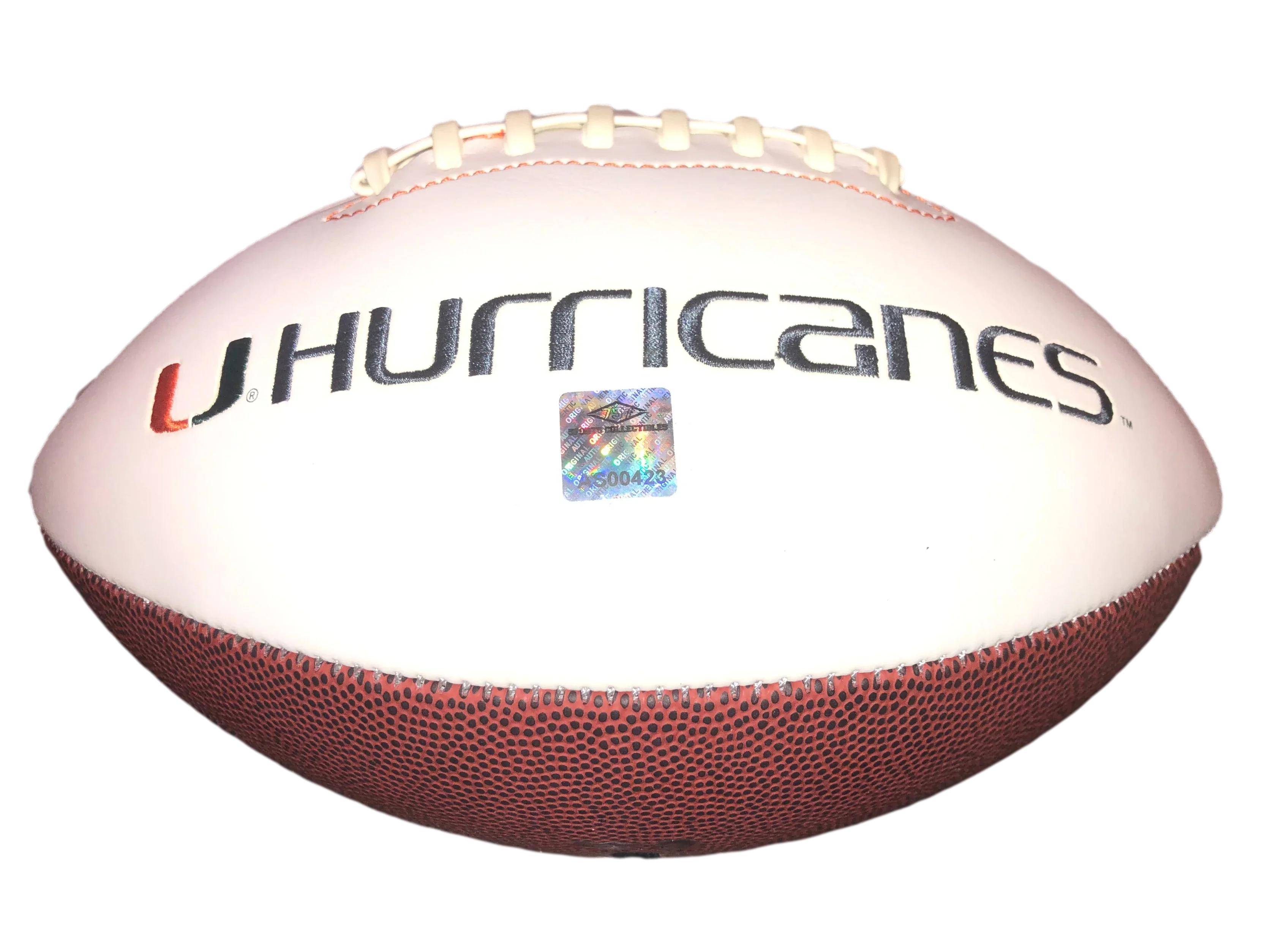Miami Hurricanes Santana Moss Signed Auto Wht Logo Football - 757 COA - 757 Sports Collectibles