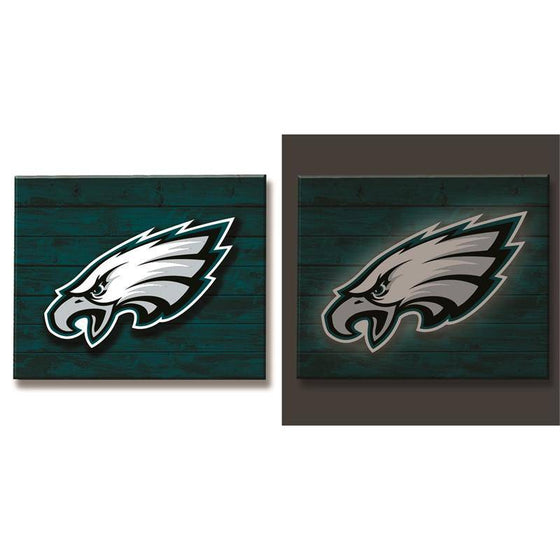NFL Philadelphia Eagles LED Wall Decor Art Metal Logo Distressed Composite Wood Sign - 757 Sports Collectibles