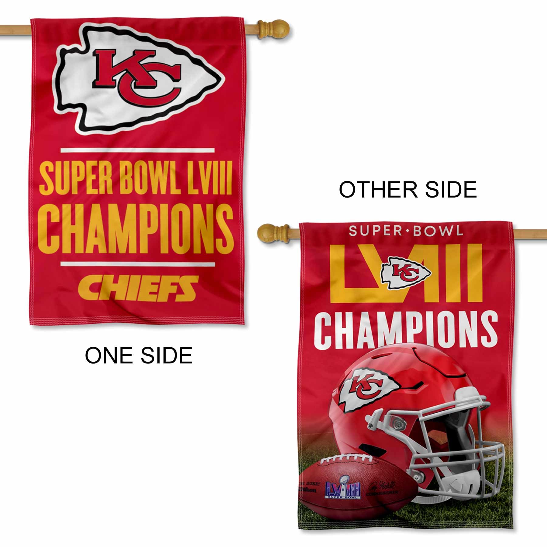 WinCraft Kansas City Chiefs Super Bowl 2024 Champions Double Sided Banner Flag - 757 Sports Collectibles