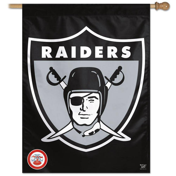 NFL Oakland Raiders Throwback Silver Shield Vertical Flag 27" x 37" - 757 Sports Collectibles
