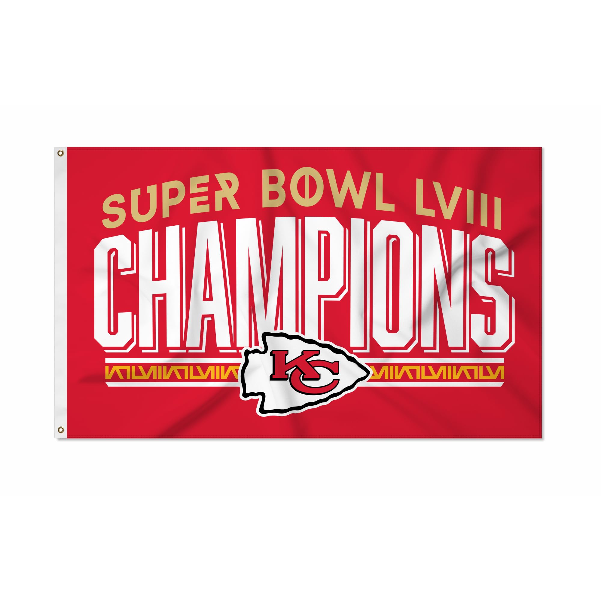 Rico Industries NFL Football Kansas City Chiefs 2024 Super Bowl LVIII Champions 3' x 5' Banner Flag Single Sided - Indoor or Outdoor - Home Décor - 757 Sports Collectibles