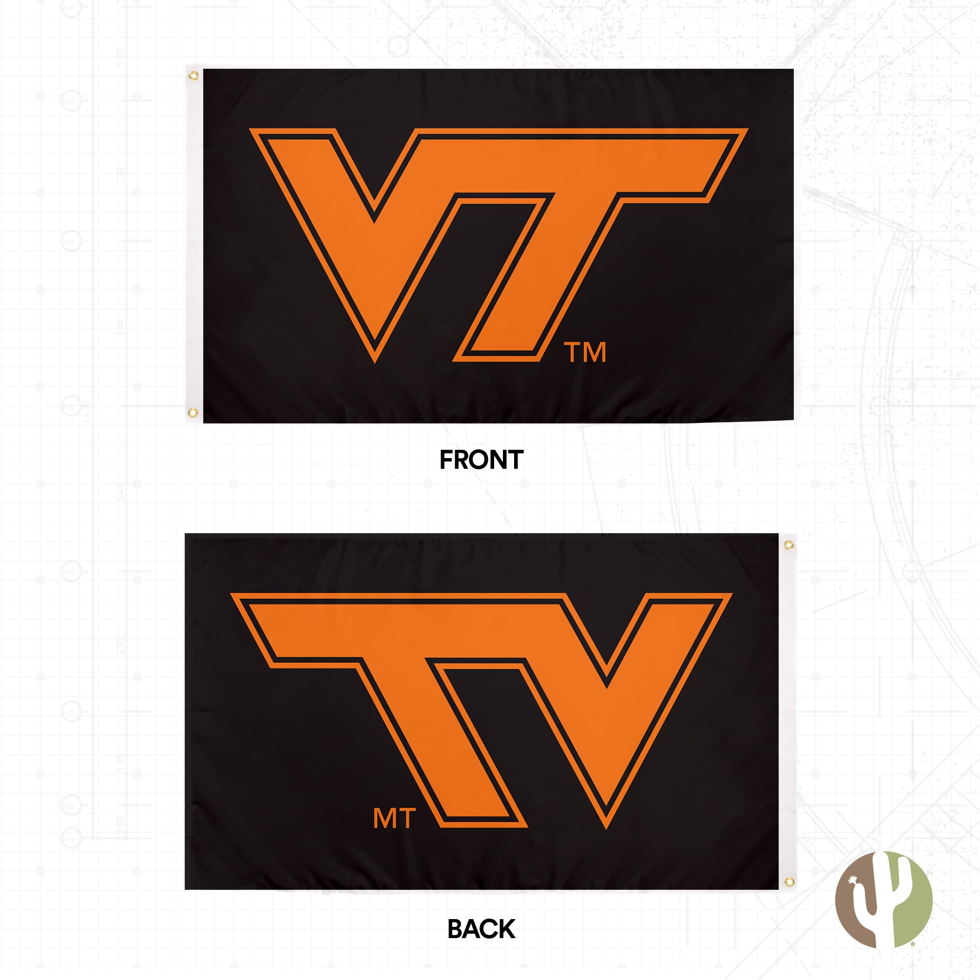 Desert Cactus Virginia Tech Flag Hokies VT Flags Banners 100% Polyester Indoor Outdoor 3x5 (Style 1a) - 757 Sports Collectibles