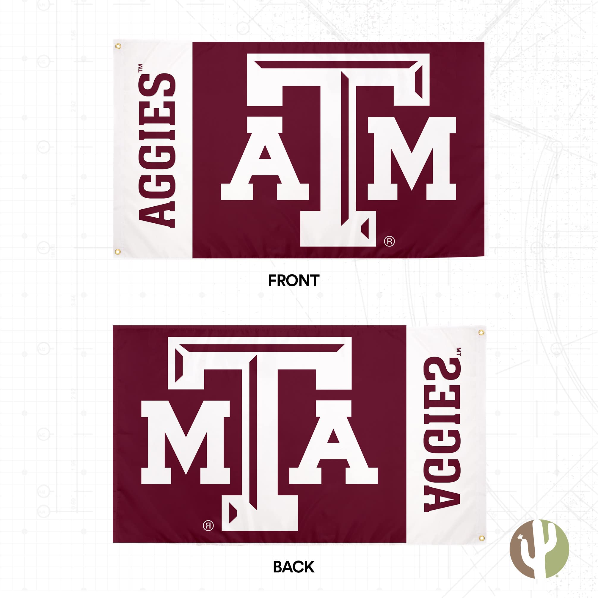 Desert Cactus Texas A&M University Flag Aggies TAMU Flags Banners 100% Polyester Indoor Outdoor 3x5 (Team Name) - 757 Sports Collectibles