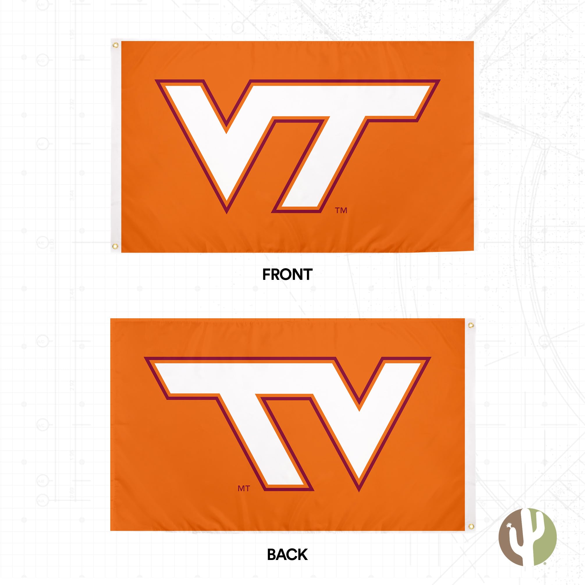 Desert Cactus Virginia Tech Flag Hokies VT Flags Banners 100% Polyester Indoor Outdoor 3x5 (Style Y) - 757 Sports Collectibles