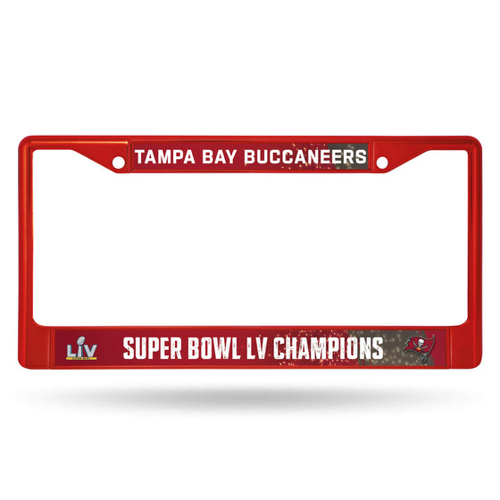 Rico Industries NFL Tampa Bay Buccaneers Super Bowl LV Champions Color Chrome License Plate Frame, 6-inches by 11.5-inches - 757 Sports Collectibles