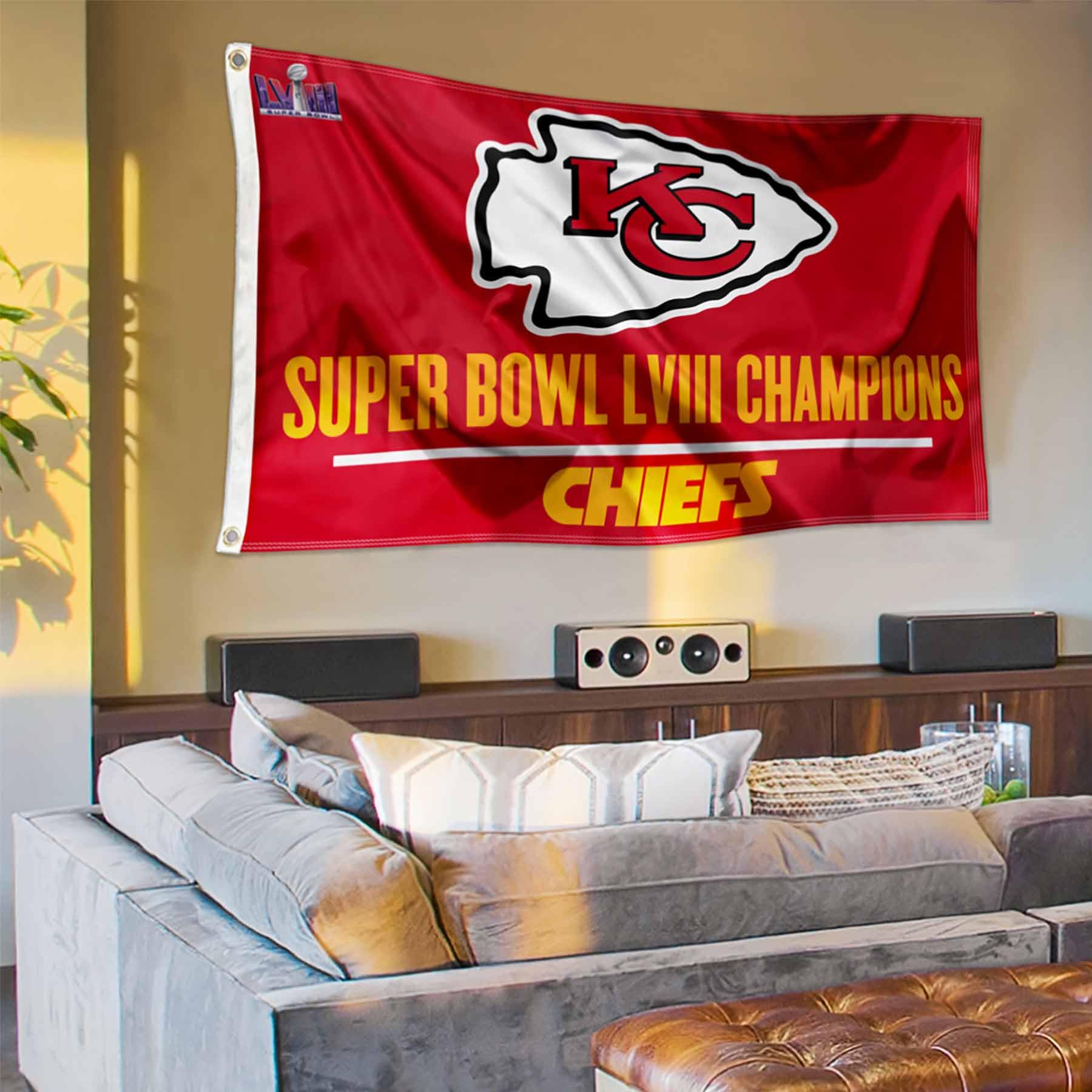 Kansas City Chiefs 2024 Super Bowl Champions Flag Outdoor Indoor 3x5 Foot Banner - 757 Sports Collectibles