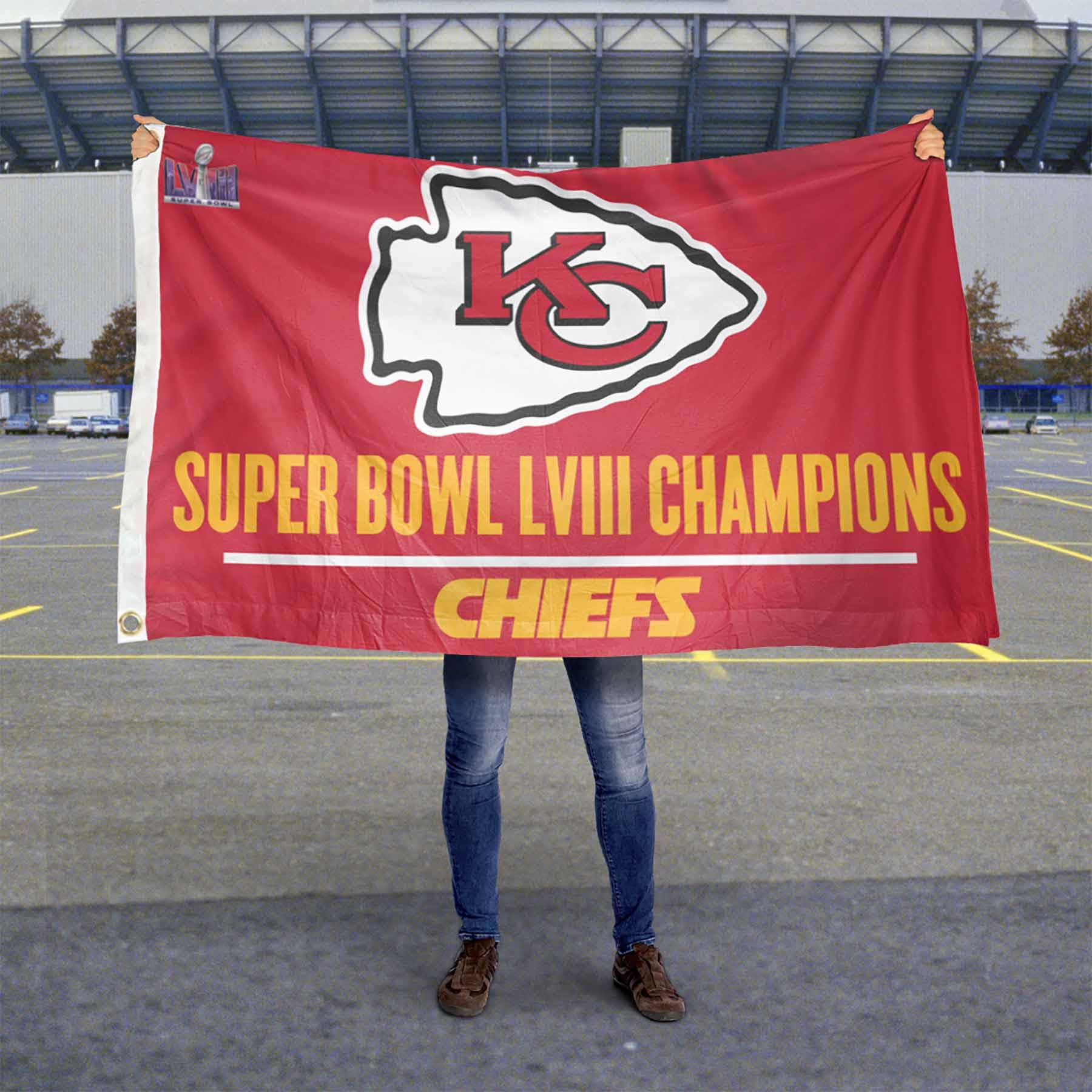 Kansas City Chiefs 2024 Super Bowl Champions Flag Outdoor Indoor 3x5 Foot Banner - 757 Sports Collectibles