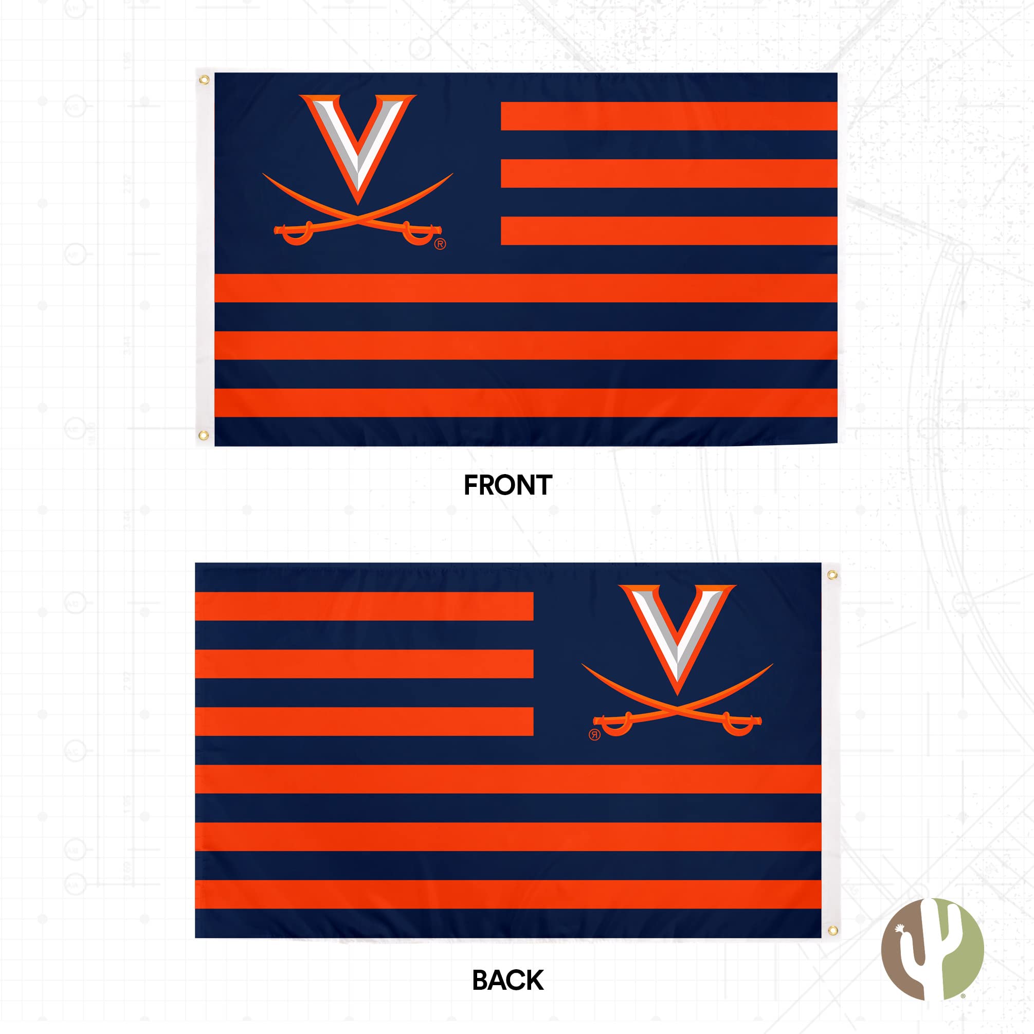 Desert Cactus University of Virginia Flag Cavaliers UVA Wahoos Flags Banners 100% Polyester Indoor Outdoor 3x5 (Nation) - 757 Sports Collectibles