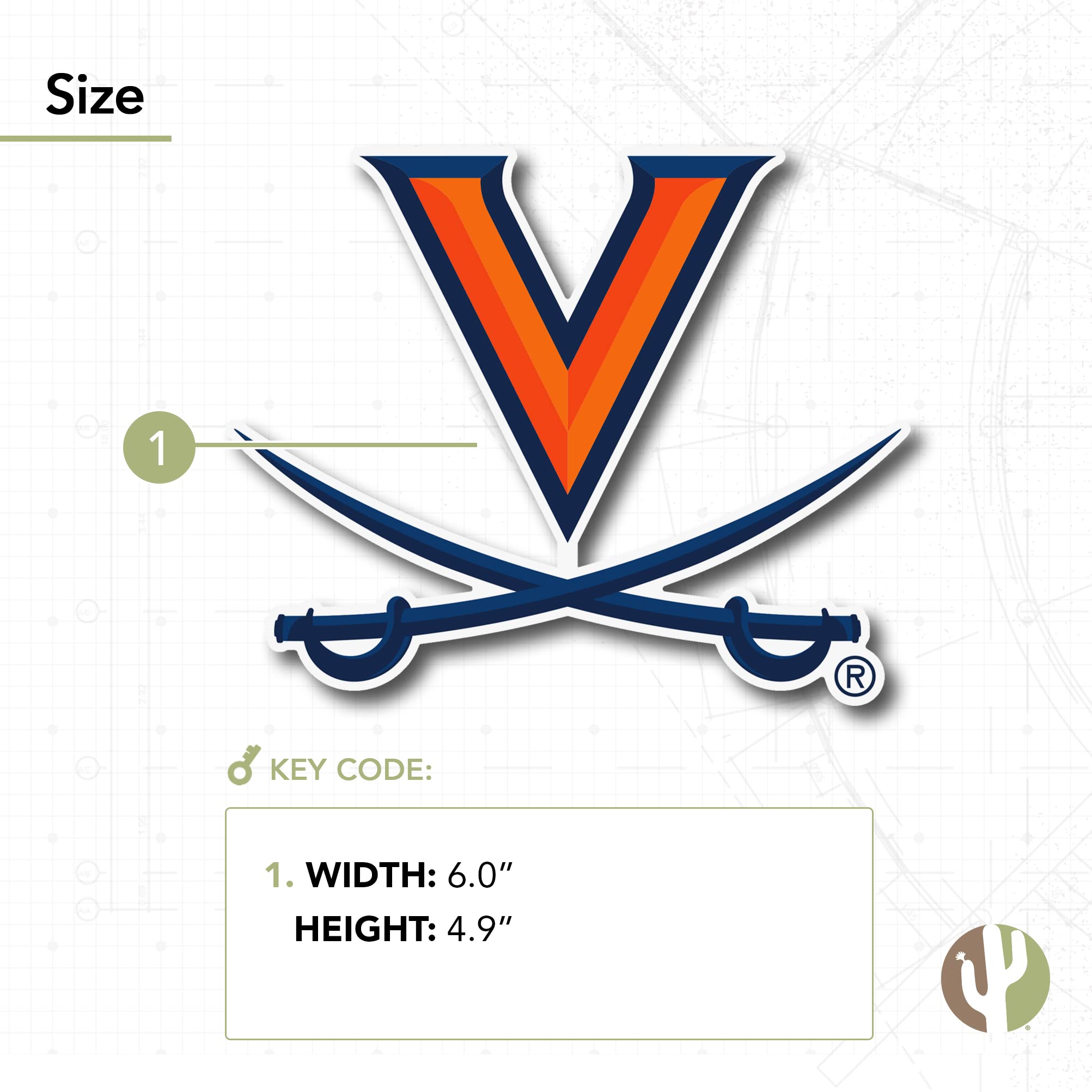 University of Virginia Sticker Cavaliers UVA Vinyl Decal Laptop Water Bottle Car Scrapbook Sticker (IND 1) - 757 Sports Collectibles