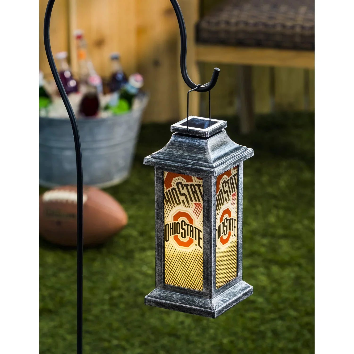 Team Sports America Ohio State University Solar-Powered Outdoor Safe Hanging Garden Lantern - 757 Sports Collectibles