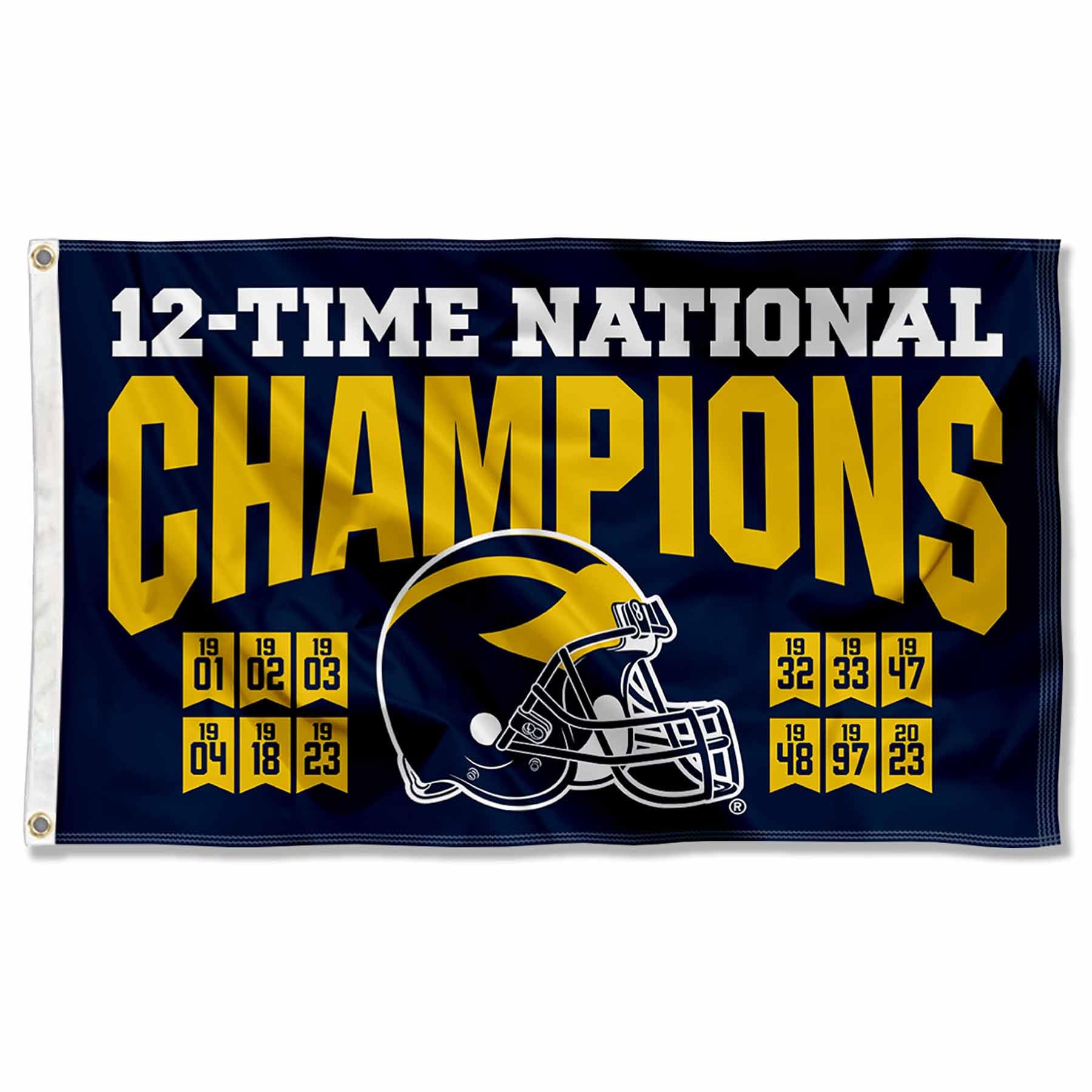 Michigan Team University Wolverines 2023 and 12x Time National Champions Banner Flag - 757 Sports Collectibles