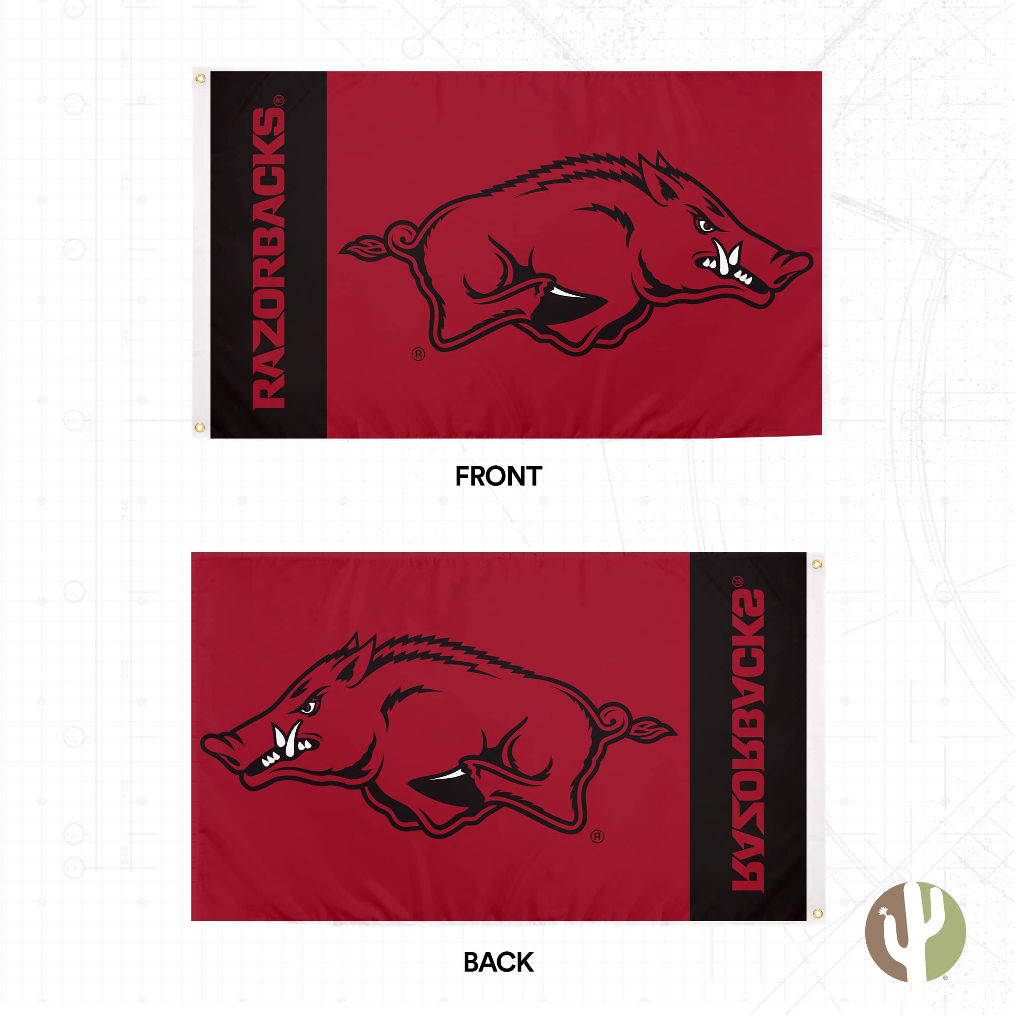 Desert Cactus University of Arkansas Flag Razorbacks U of A Hogs Flags Banners 100% Polyester Indoor Outdoor 3x5 (Team Name) - 757 Sports Collectibles