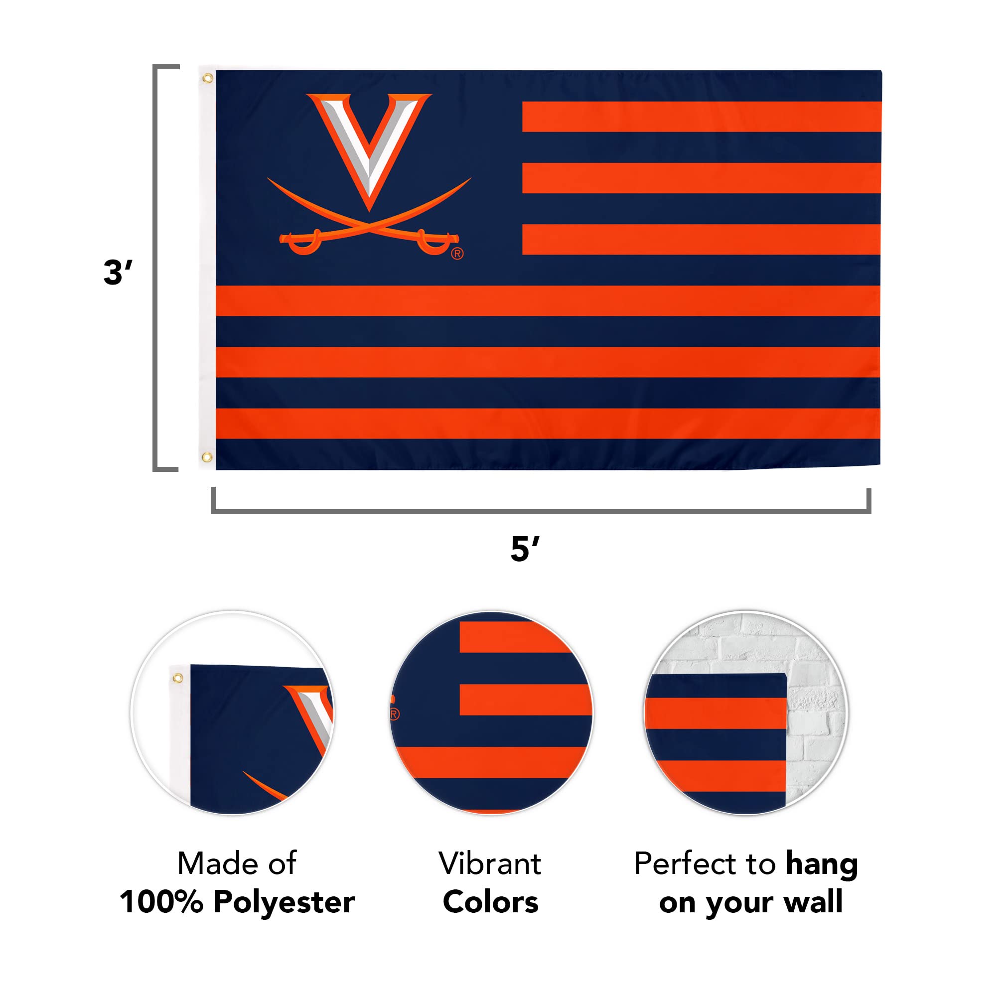 Desert Cactus University of Virginia Flag Cavaliers UVA Wahoos Flags Banners 100% Polyester Indoor Outdoor 3x5 (Nation) - 757 Sports Collectibles