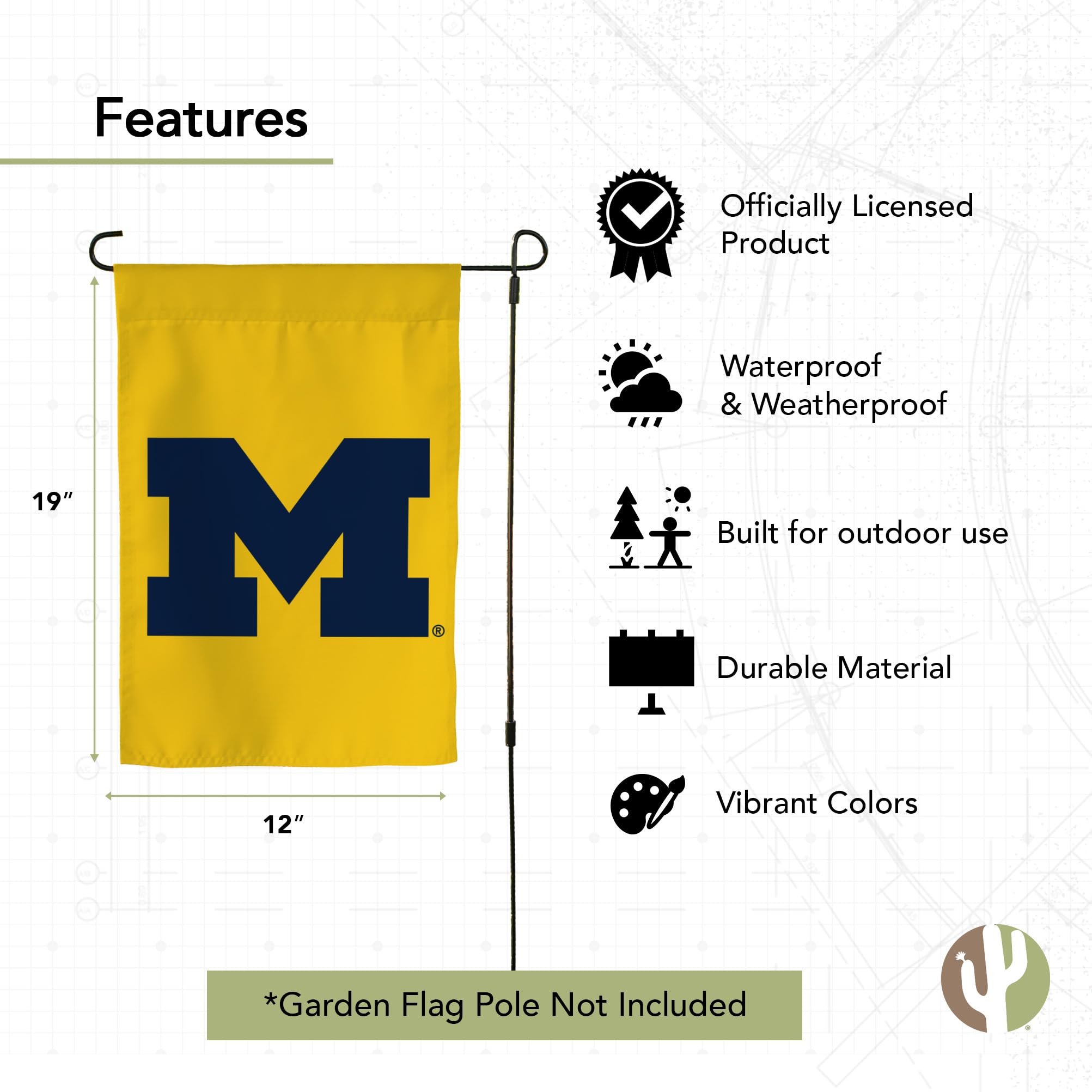 University of Michigan Garden Flag Wolverines UM U of M Banner 100% Polyester (Design F) - 757 Sports Collectibles
