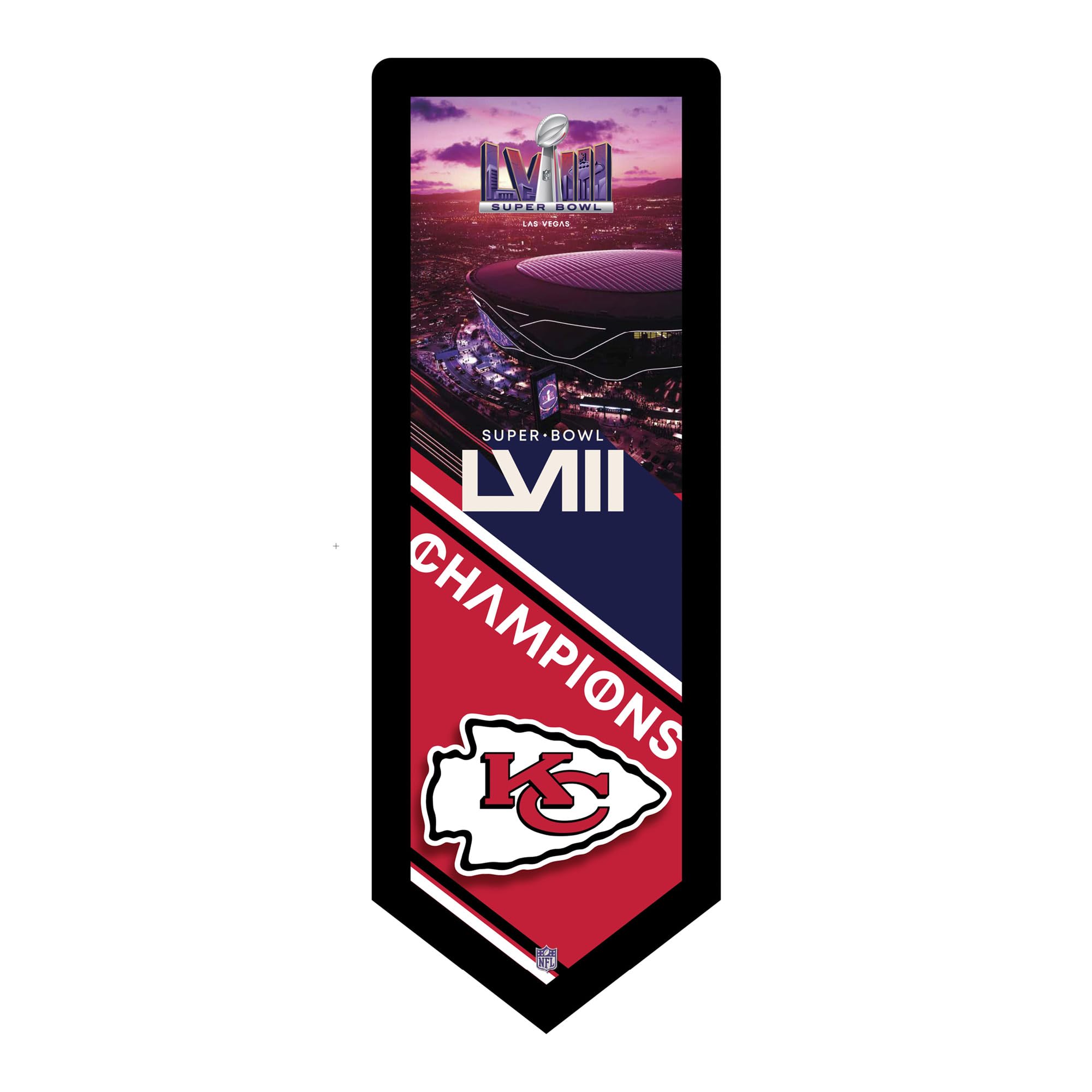 Team Sports America NFL Kansas City Chiefs Superbowl 58 Championship | Ultra-Thin LED Light Wall Sign Décor | Made in the USA | Football Fan Décor for Office, Living, Game or Bedroom (Pennant) - 757 Sports Collectibles