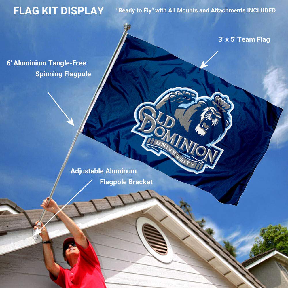 Old Dominion University Flag and Pole Bracket Mount Bundle - 757 Sports Collectibles