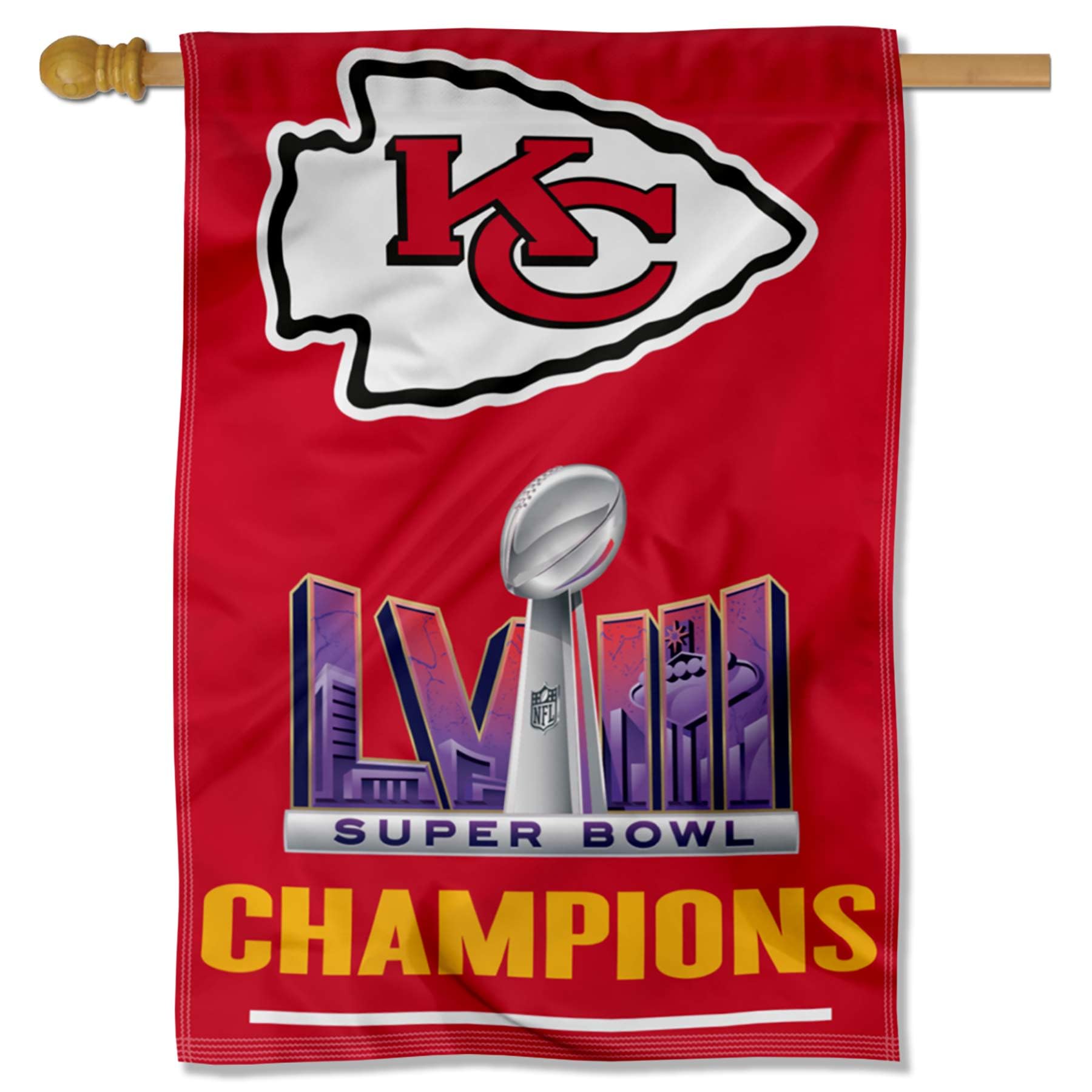 Kansas City Chiefs Super Bowl LVIII Champions House Banner Flag - 757 Sports Collectibles
