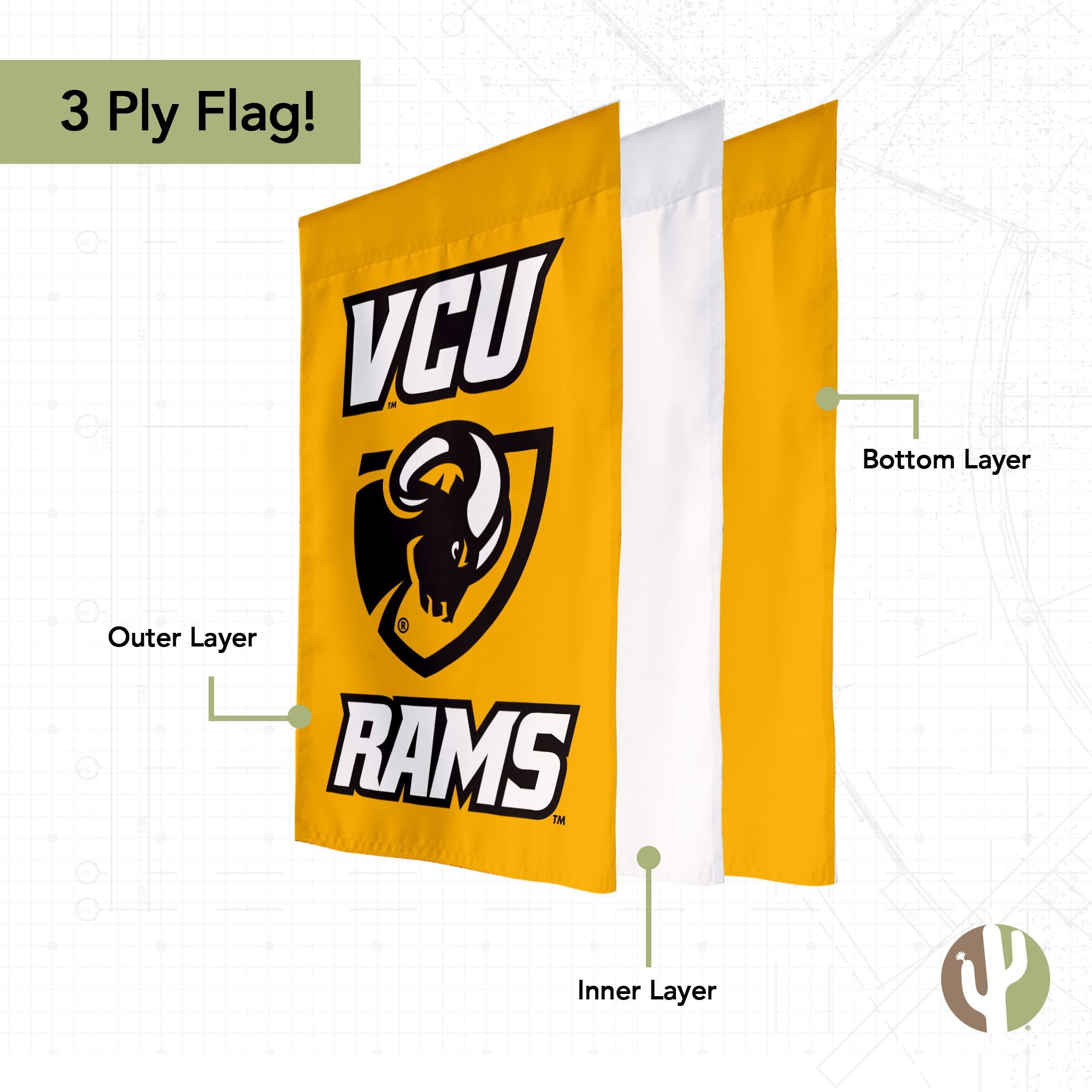 Virginia Commonwealth University Garden Flag VCU Rams Banner 100% Polyester (Design A) - 757 Sports Collectibles