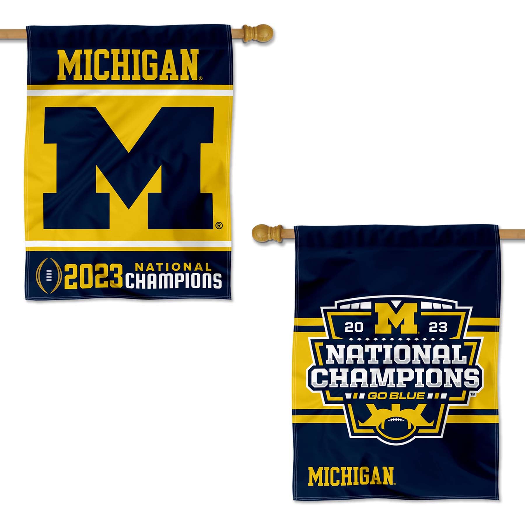 Michigan Team University Wolverines National Champions 2023 Double Sided House Banner Flag - 757 Sports Collectibles