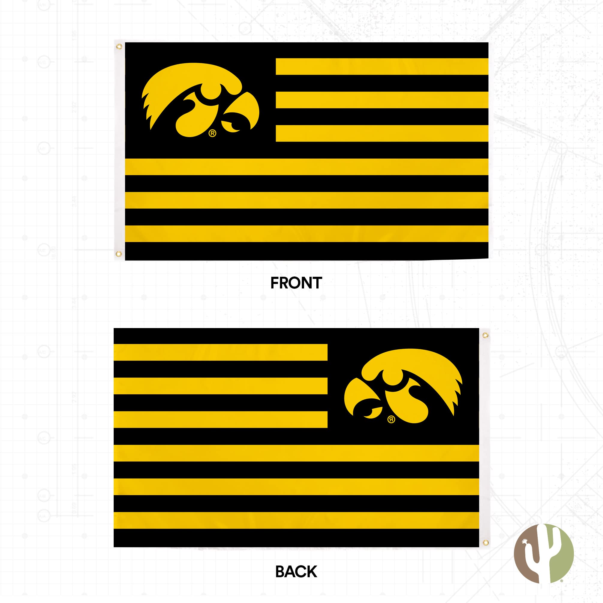 Desert Cactus University of Iowa Flag Hawkeyes Flags Banners 100% Polyester Indoor Outdoor 3x5 (Nation) - 757 Sports Collectibles