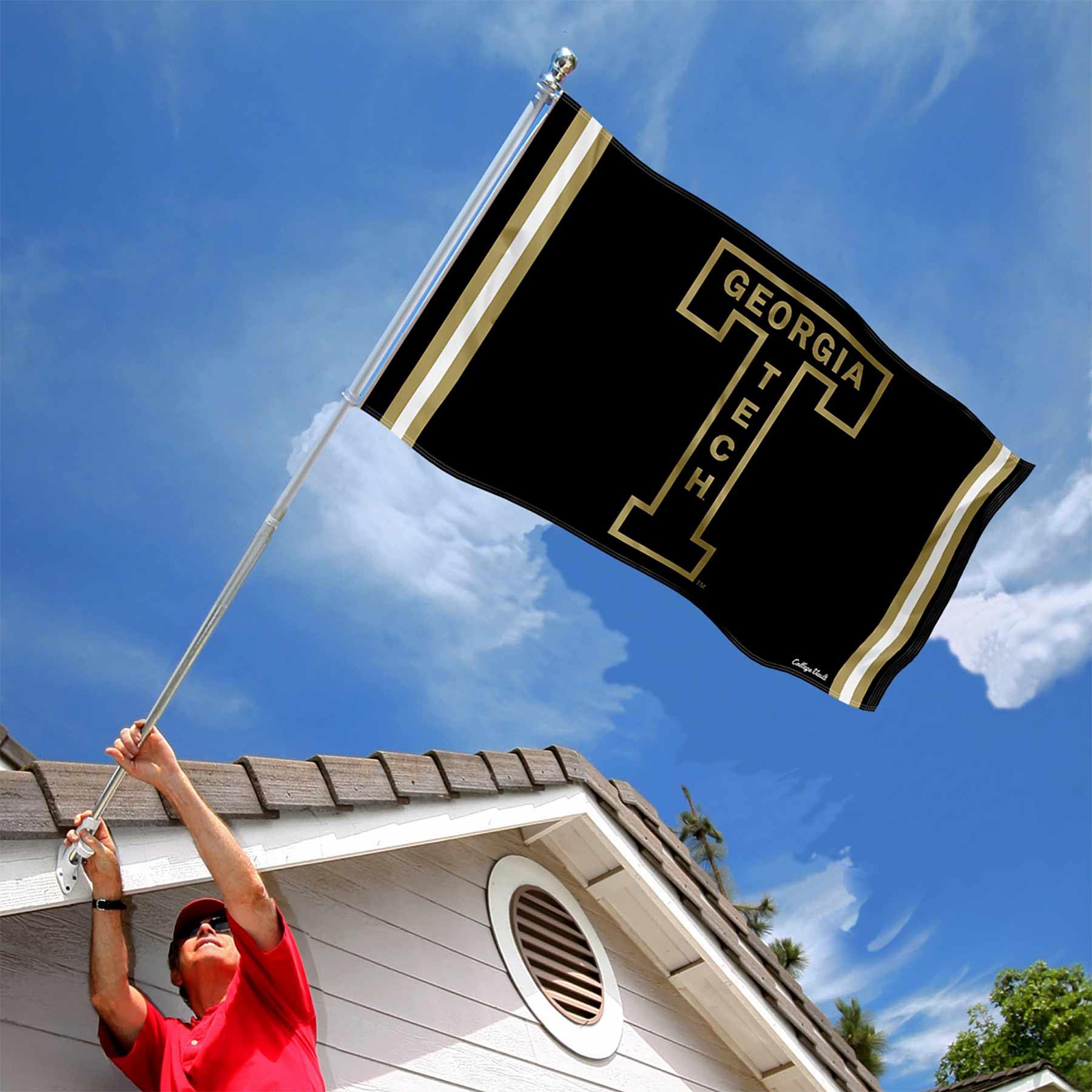 College Flags & Banners Co. Georgia Tech Yellow Jackets Vintage Retro Throwback 3x5 Banner Flag - 757 Sports Collectibles