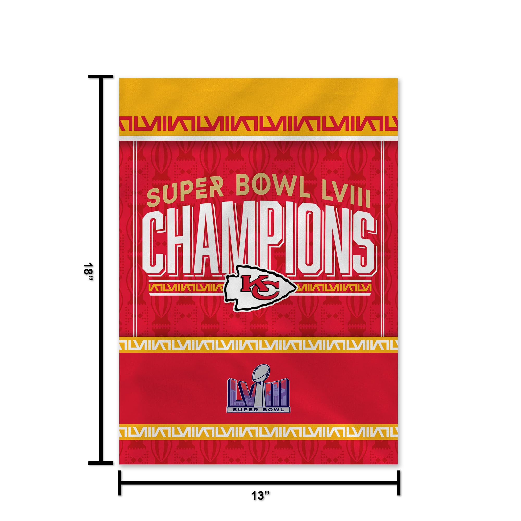 Rico Industries NFL Football Kansas City Chiefs 2024 Super Bowl LVIII Champions 13" x 18" Double Sided Garden Flag - 757 Sports Collectibles