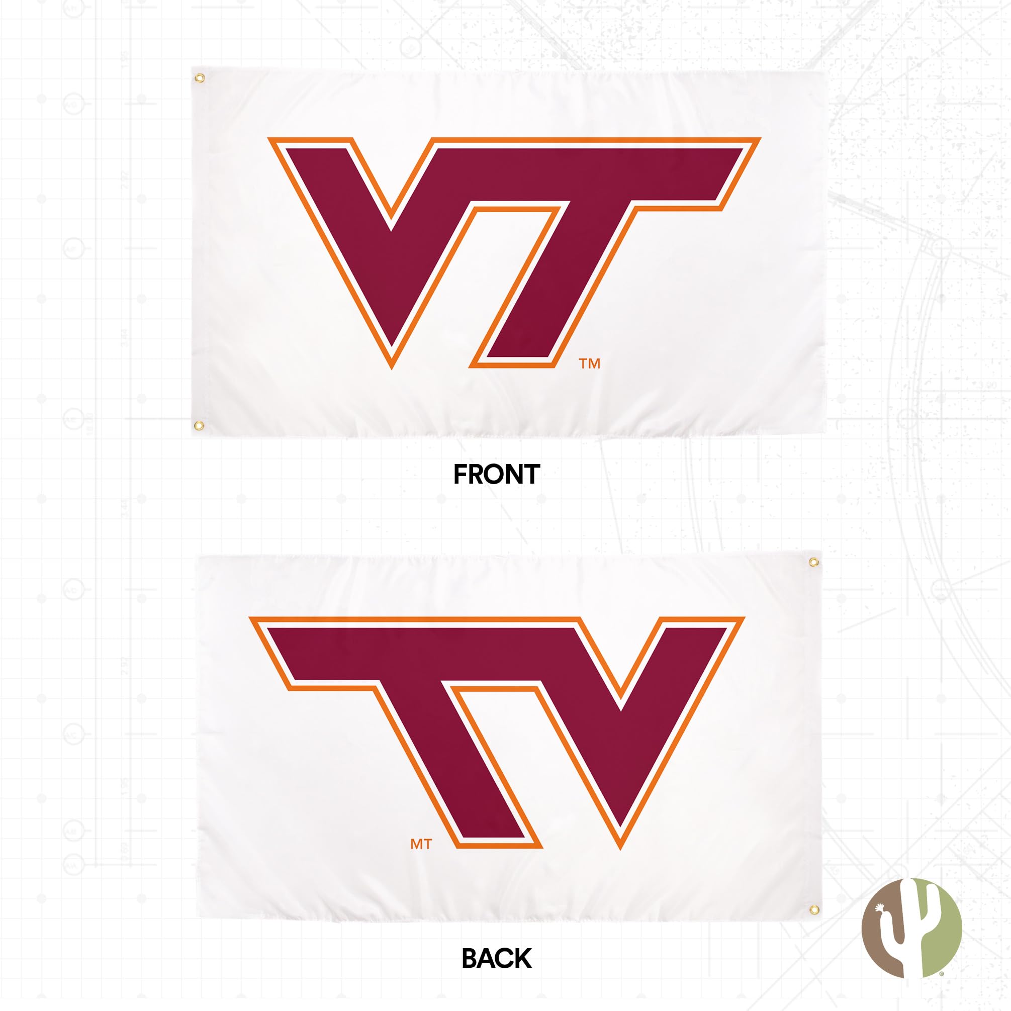 Desert Cactus Virginia Tech Flag Hokies VT Flags Banners 100% Polyester Indoor Outdoor 3x5 (Style W) - 757 Sports Collectibles