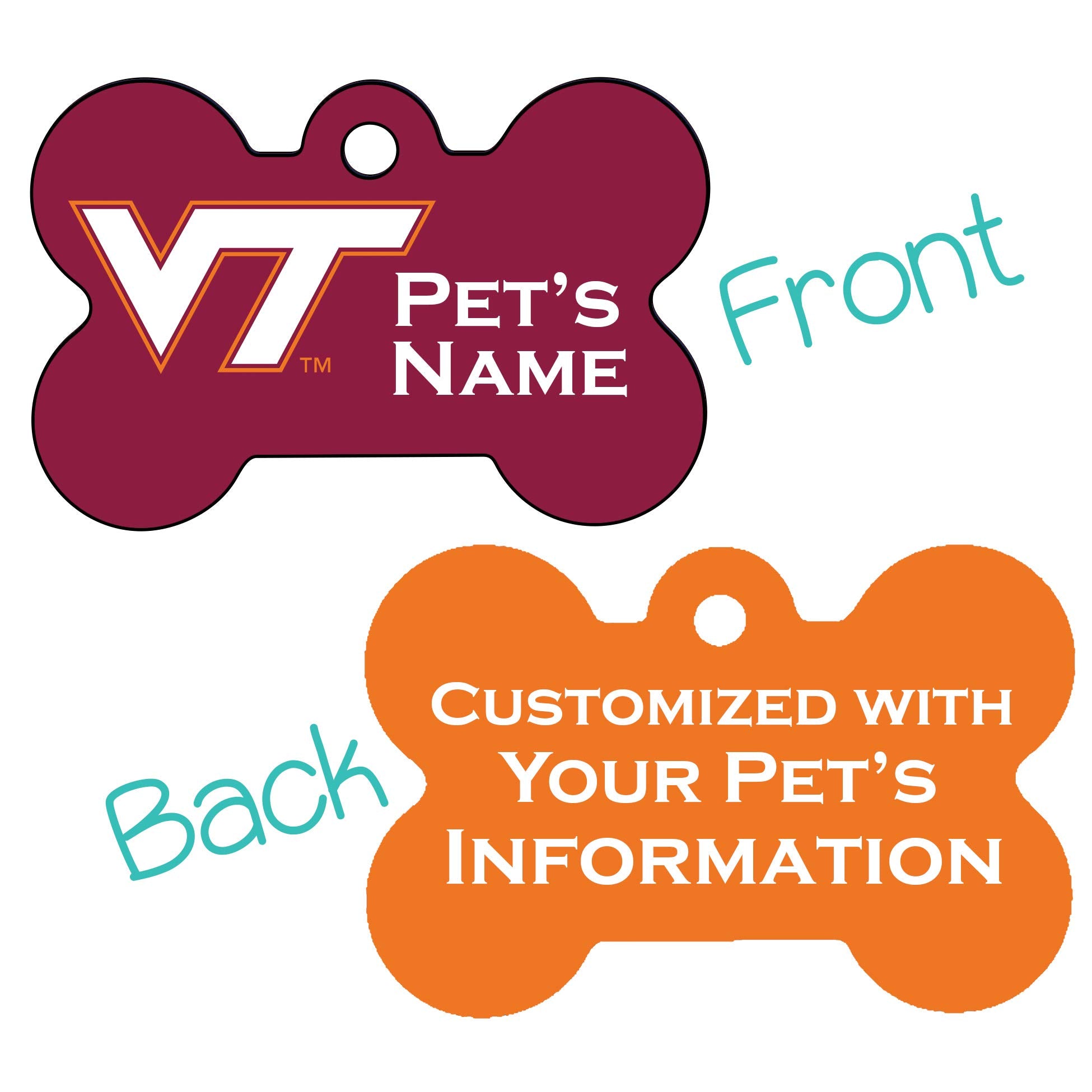 Virginia Tech Hokies 2-Sided Pet Id Dog Tag | Officially Licensed | Personalized for Your Pet - 757 Sports Collectibles