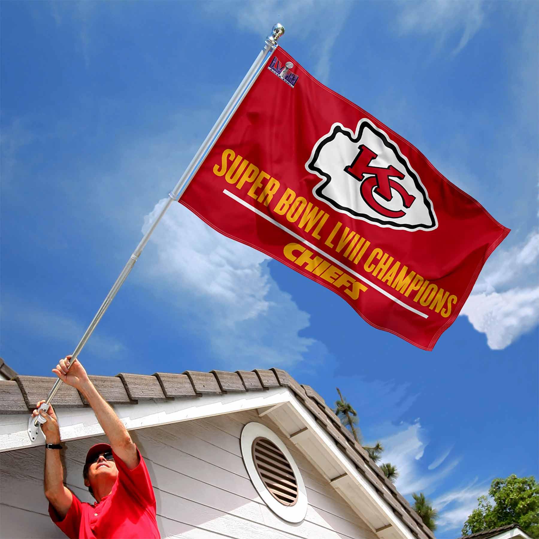 Kansas City Chiefs 2024 Super Bowl Champions Flag Outdoor Indoor 3x5 Foot Banner - 757 Sports Collectibles