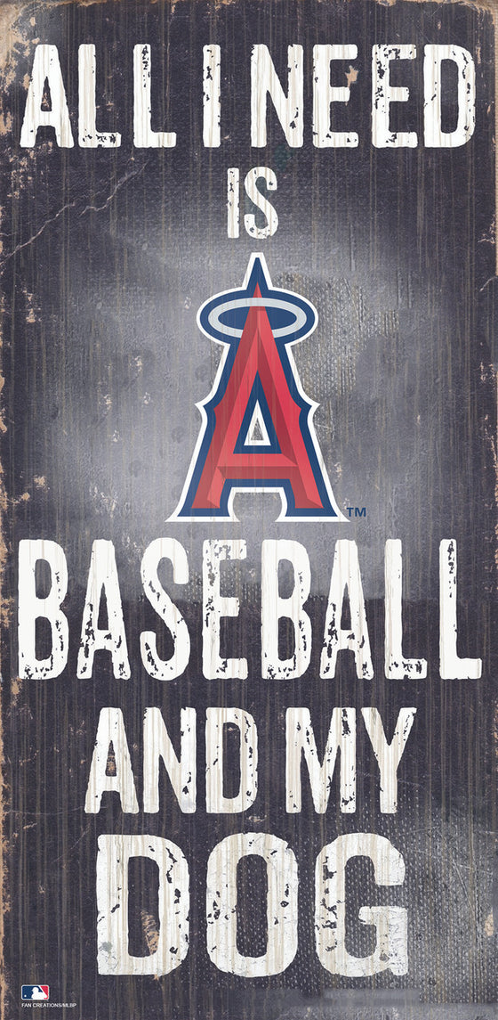 Los Angeles Angels Sign Wood 6x12 Baseball and Dog Design Special Order