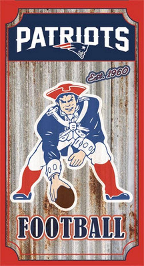NFL New England Patriots 21.5" X 12" Corrugated Metal Wall Art - 757 Sports Collectibles