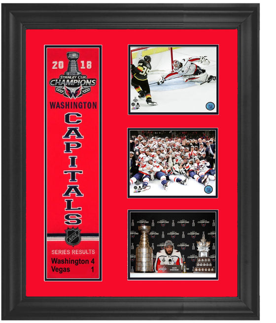 Washington Capitals Deluxe Framed 2018 Stanley Cup Champions Heritage Banner 23"x36